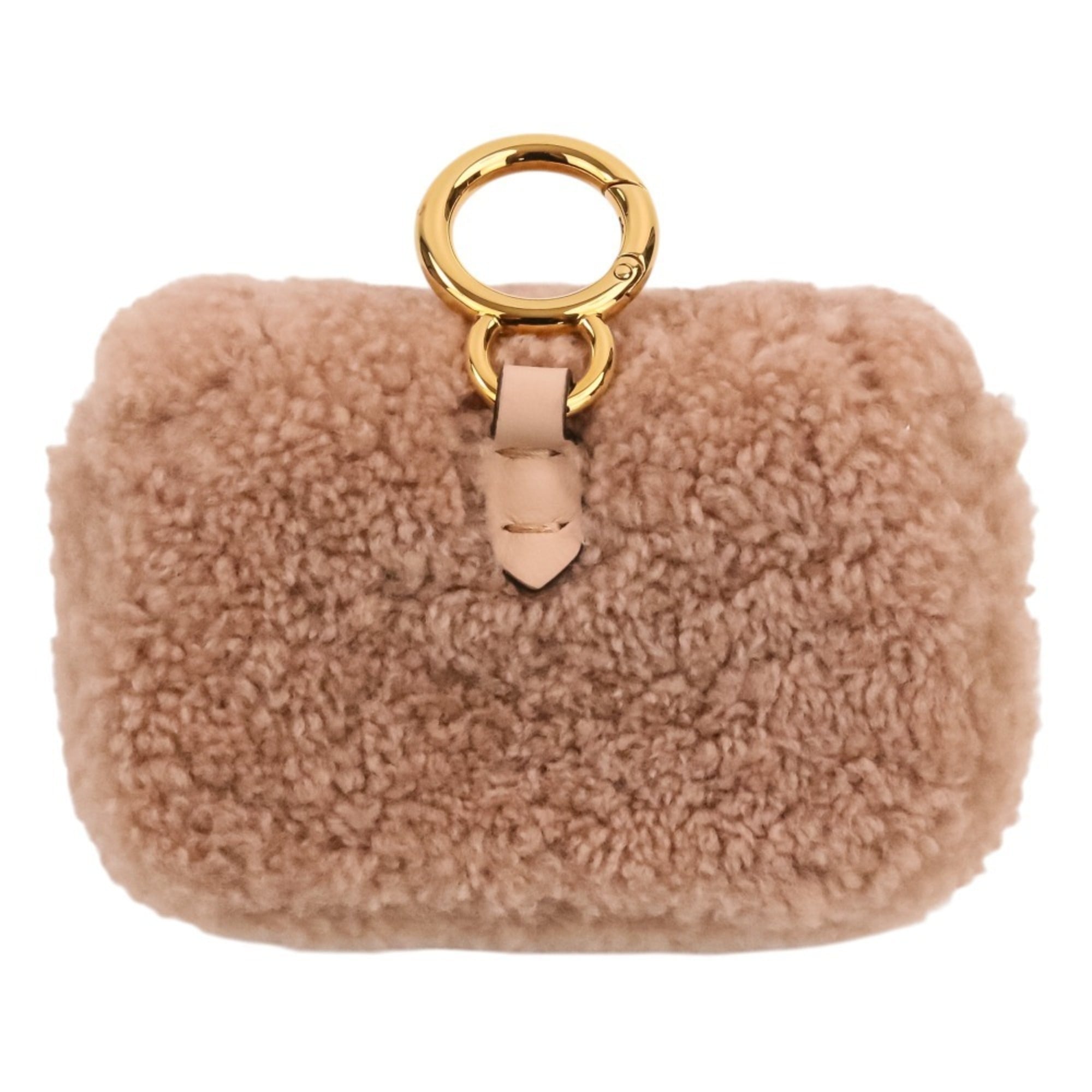 FENDI Nano Baguette Fur Charm Mini Shoulder Bag 7AR844 Pink Beige Women's — Like New