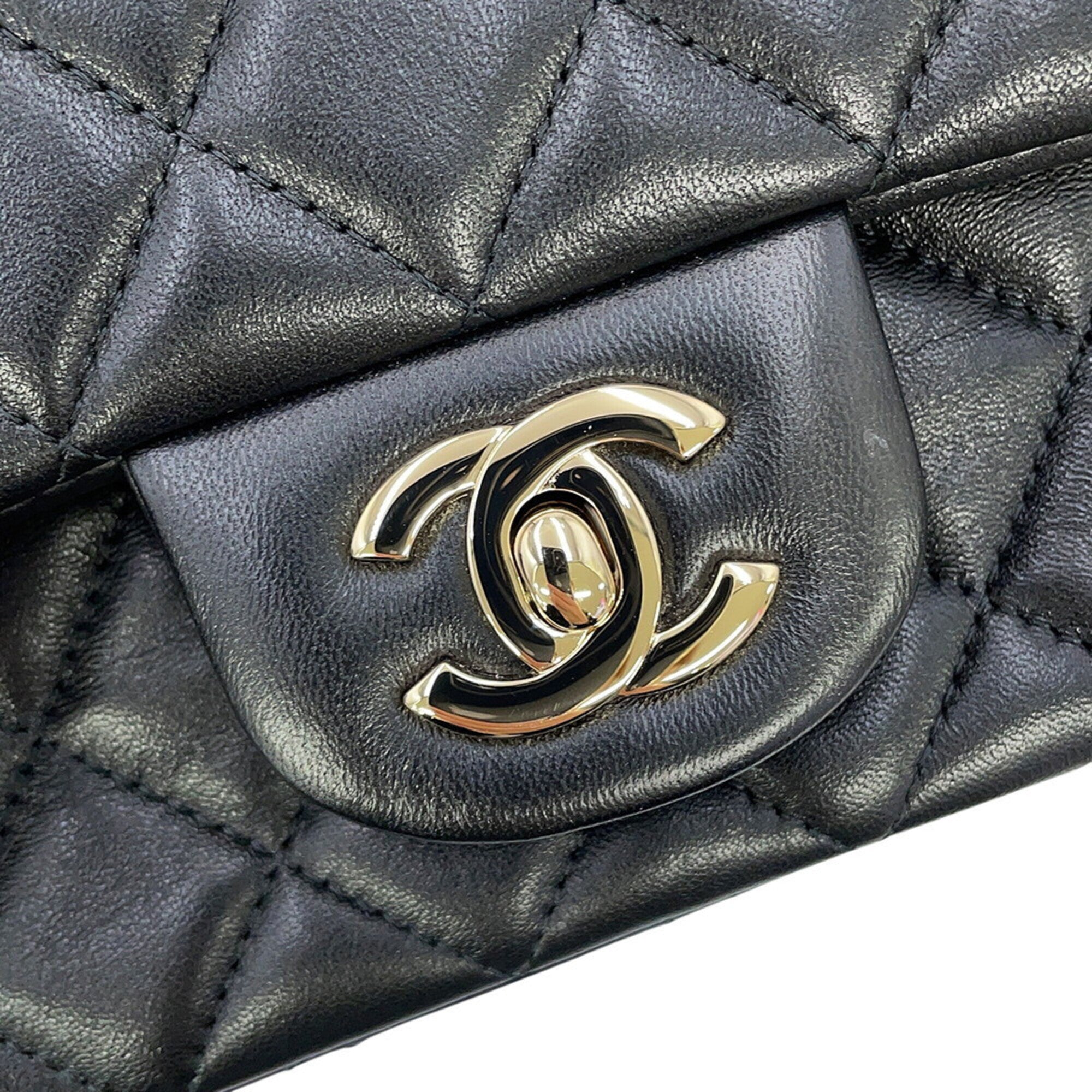 Chanel Chain Shoulder Bag Matelassé Coco Mark Lambskin A69900 CHANEL Black Handbag Women's — Like New