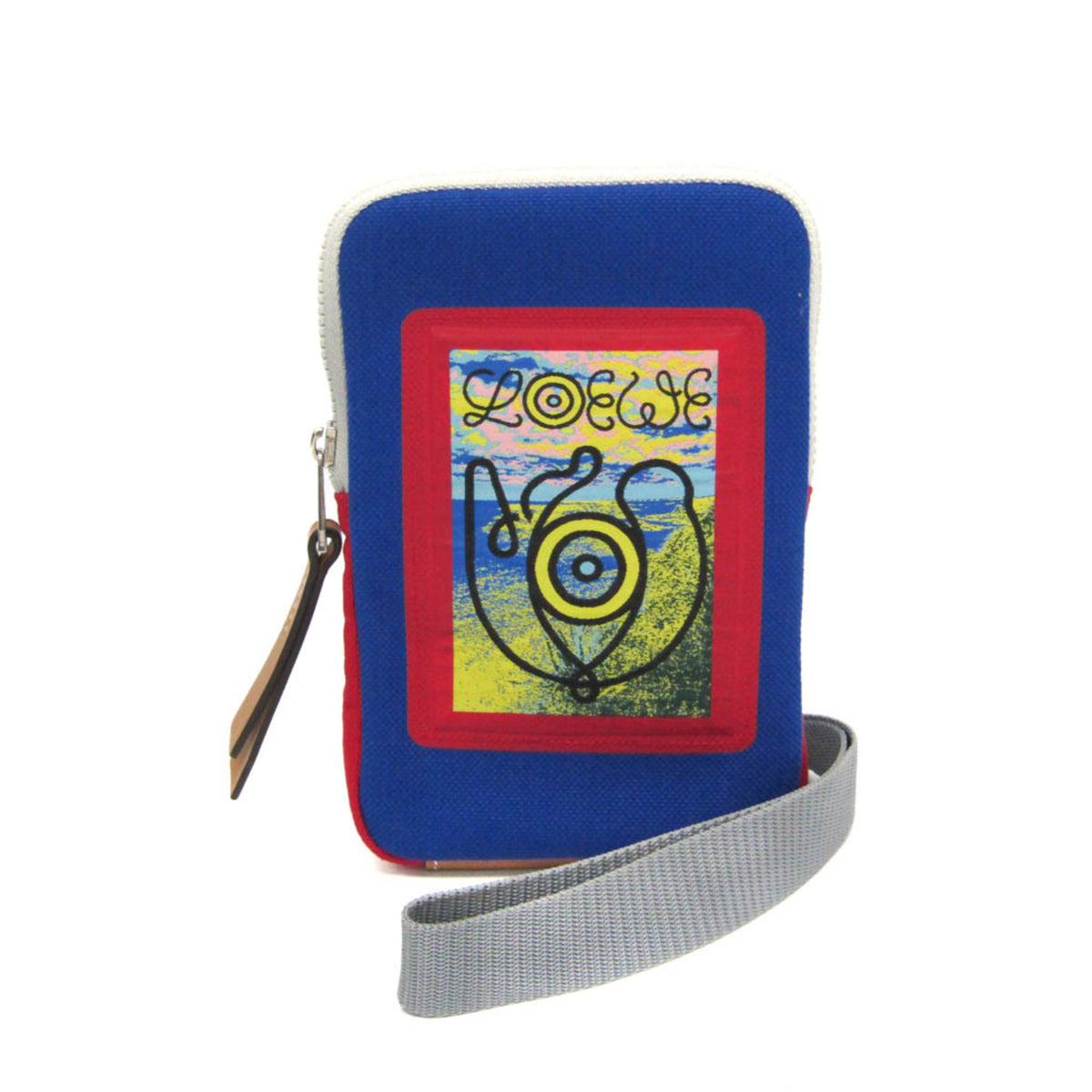 Loewe Eye Loewe Nature 101.50AC41 Men,Women Canvas Pouch Blue,Gray,Red Color — Like New