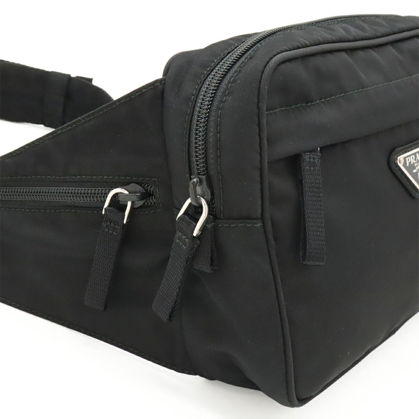 Prada Triangle Waist Pouch Bag, Black Nylon, Purchased at a Japanese Outlet, 2VL001