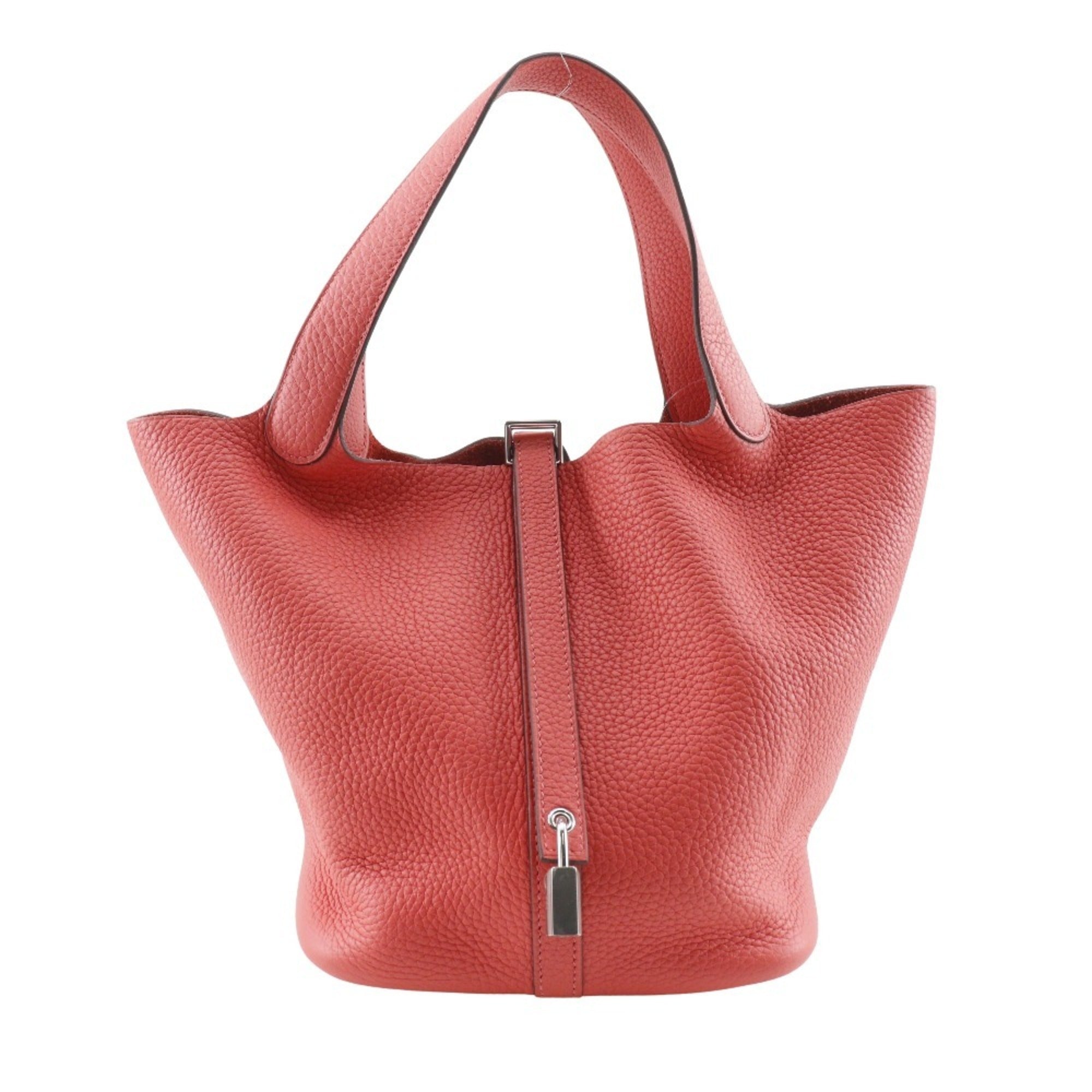 Hermes HERMES Picotin Lock 22 MM Handbag Taurillon Clemence 2019 Red D Belt Clasp Lock22 Women's — Like New