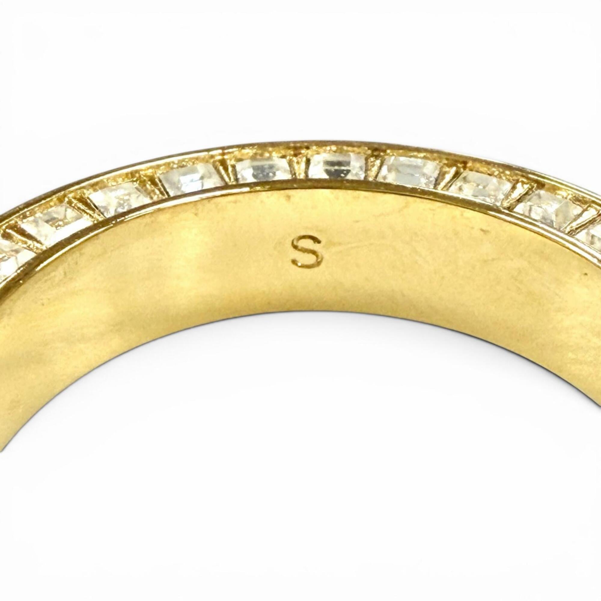 Christian Dior DIOR Night Code ring with crystal logo, rhinestones, and pavé crystals. White gold, size S. Women's. Comes box dust bag — Like New