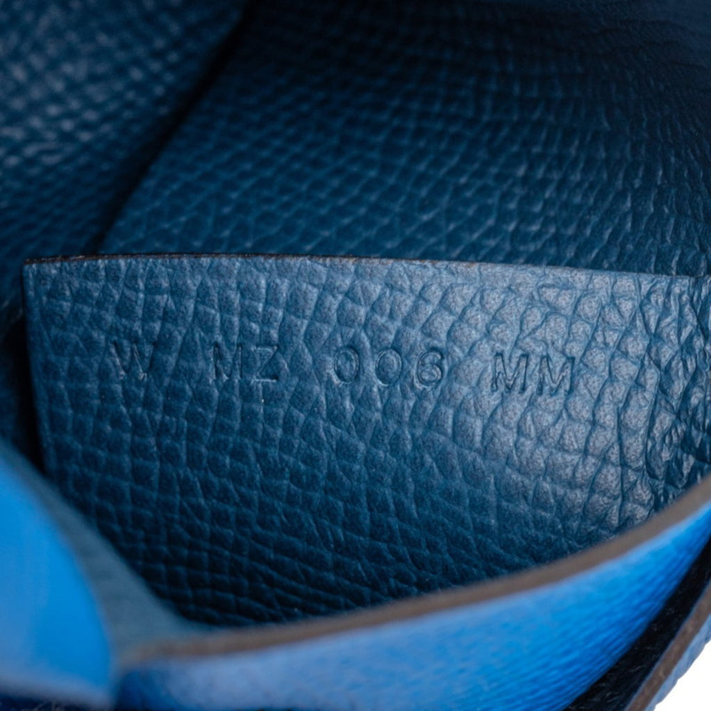 Hermes Hermès Bastia wallet/coin case in blue Epsom leather for women.