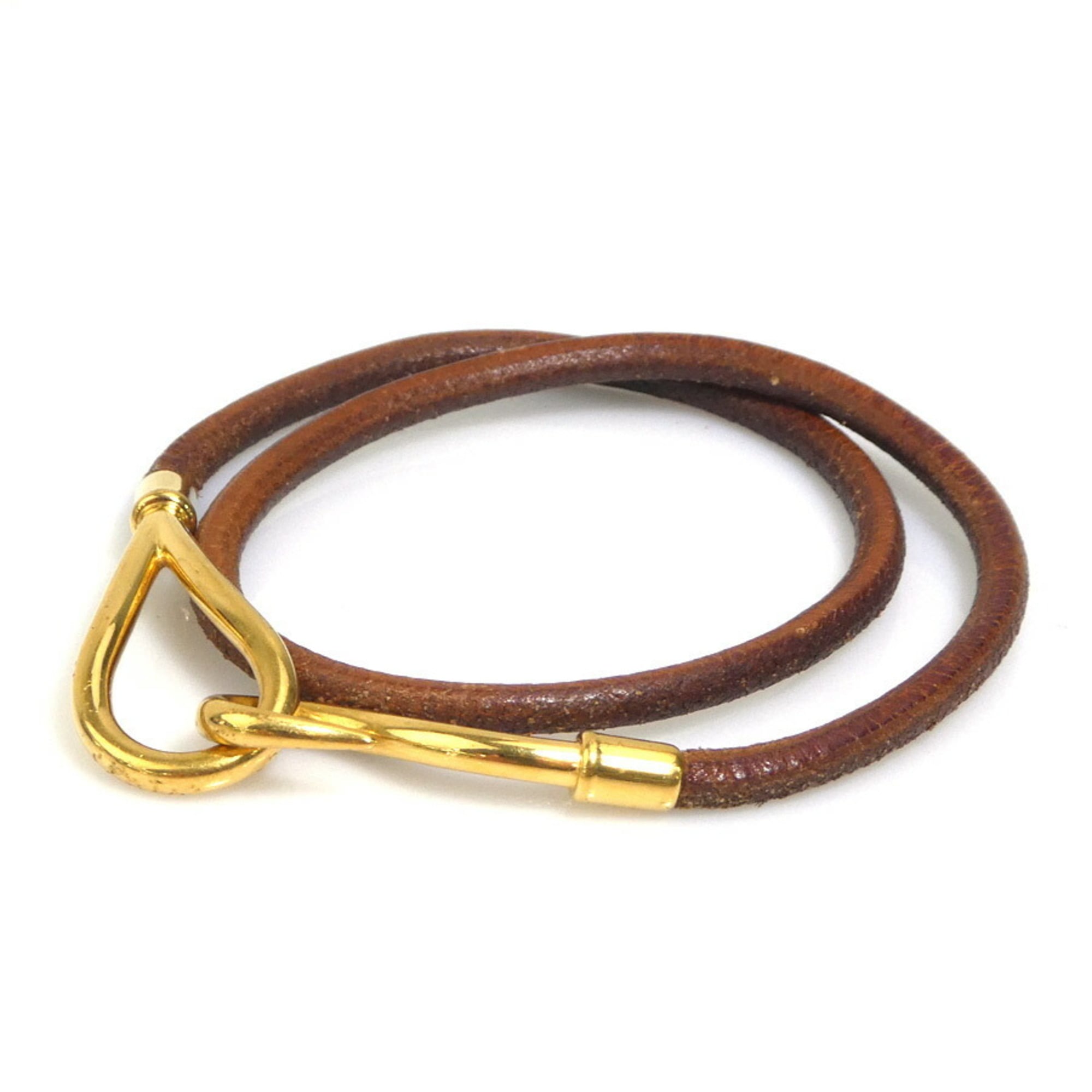 Hermes Hermès Jumbo Leather/Metal Bracelet Choker Necklace in Brown/Gold, Women's, e61168a