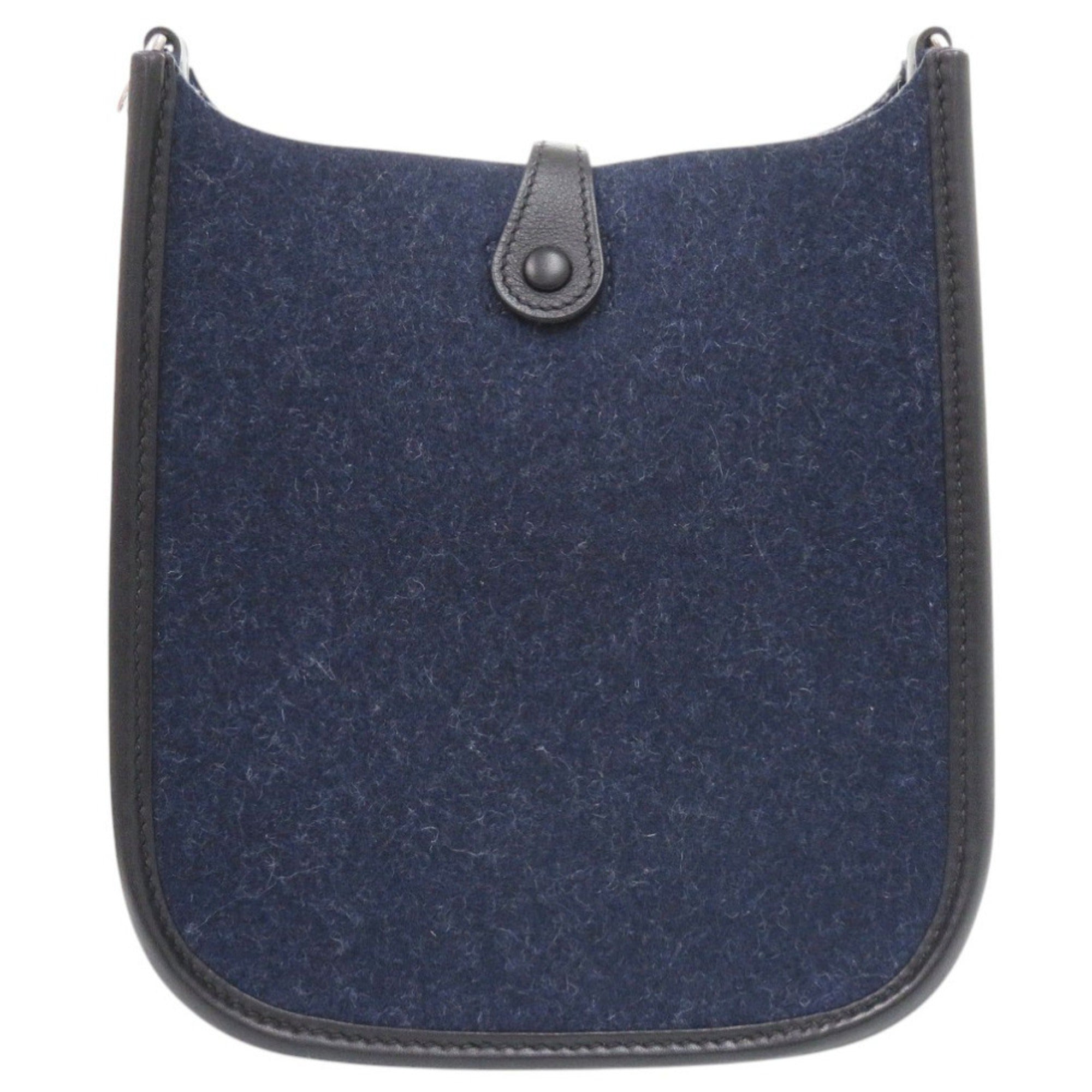 Like New Hermes Evelyne TPM Amazon Felt Swift Leather Shoulder Bag in Blue Nuit with Silver Hardware, Y Stamp (2020 Model), 0968HERMES — Like New