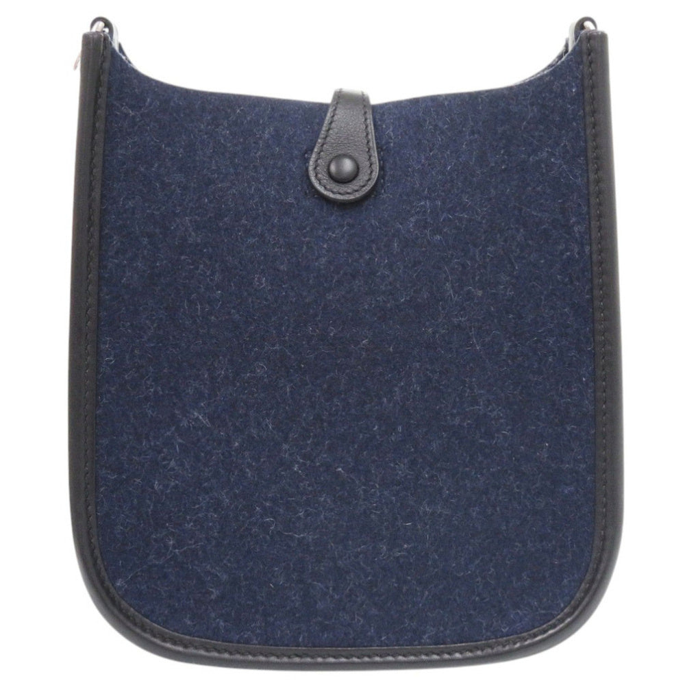 Like New Hermes Evelyne TPM Amazon Felt Swift Leather Shoulder Bag in Blue Nuit with Silver Hardware, Y Stamp (2020 Model), 0968HERMES — Like New