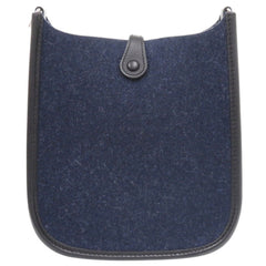 Like New Hermes Evelyne TPM Amazon Felt Swift Leather Shoulder Bag in Blue Nuit with Silver Hardware, Y Stamp (2020 Model), 0968HERMES — Like New