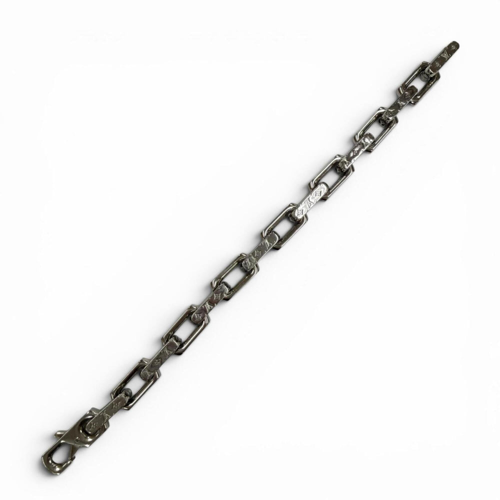 LOUIS VUITTON (Louis Vuitton) 2022 Model M00308 Bracelet Chain Monogram Metal Approx. 22cm Silver L Made in Italy Men's — Like New