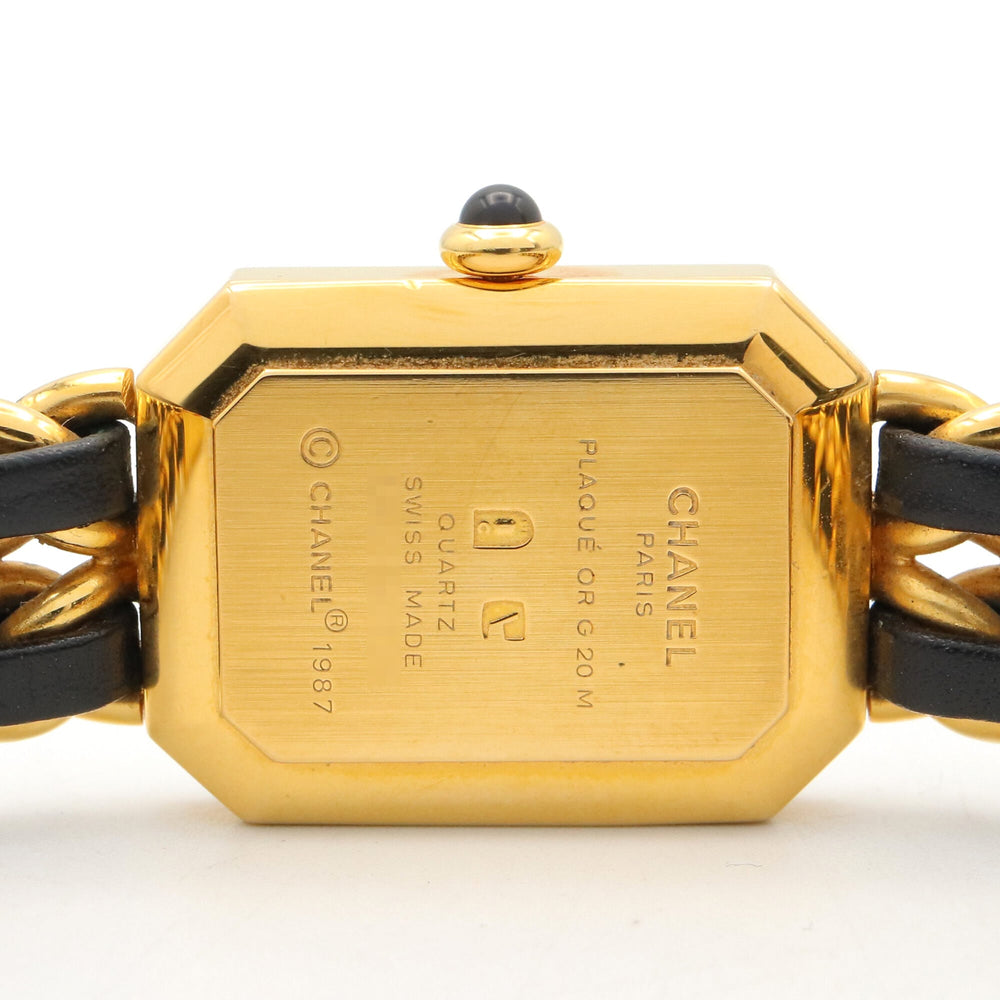 Chanel CHANEL Première Watch, Gold Plated (GP), Leather Strap, Women's, Black, H0001 — Very Good