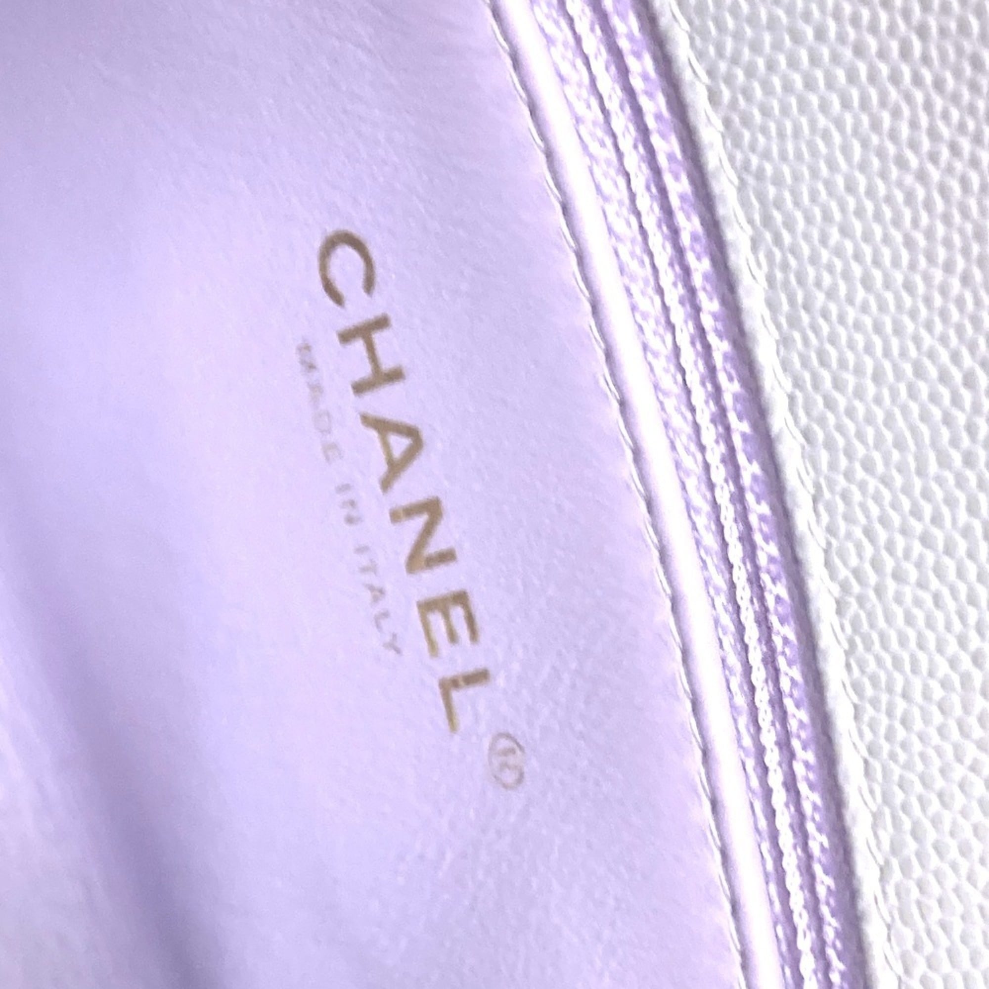 CHANEL A92990 Matelasse Coco Handle Bag Shoulder Handbag Caviar Skin Women's Lavender Purple — New - Store Return