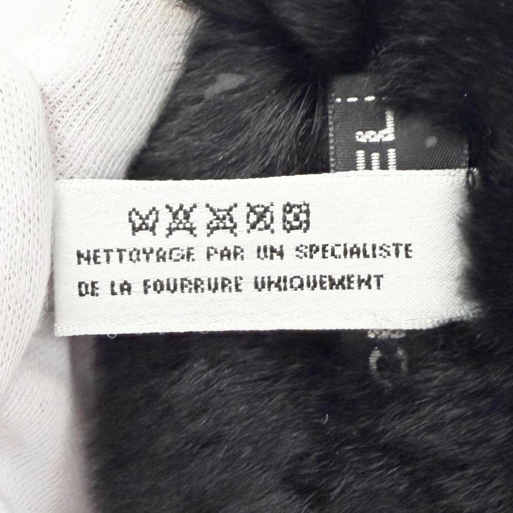 CHANEL Coco Mark Lapin Fur Wristband Bangle Bracelet, Black & White, Made in France, Women's, Comes with Box, Highly Recommended! — Like New