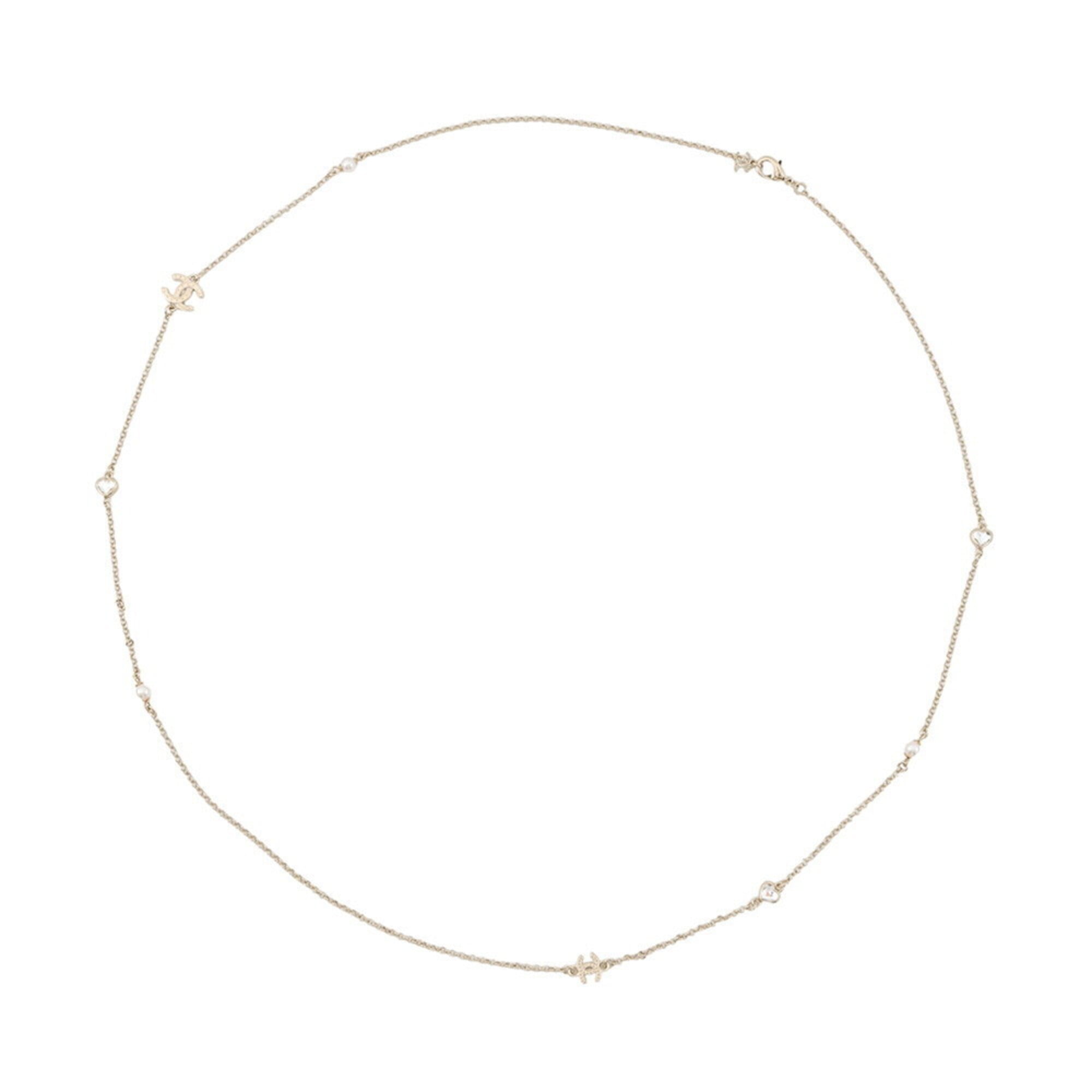 Chanel necklace, Coco Mark, faux pearl, CHANEL long Chanel, NECKLACE — Like New