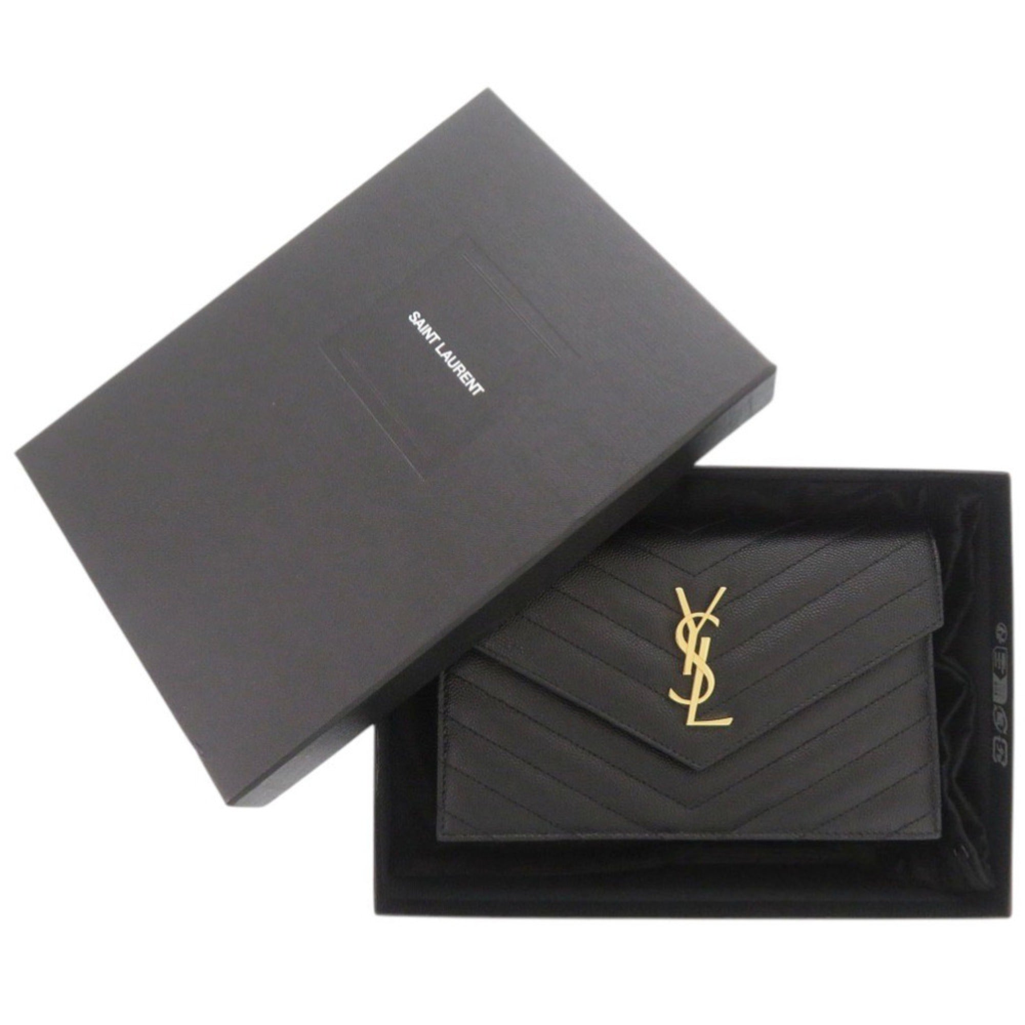Yves Saint Laurent Like new Saint Laurent Paris Cassandra Envelope Wallet with Chain 742920, black leather chain shoulder bag, 1490 — Like New