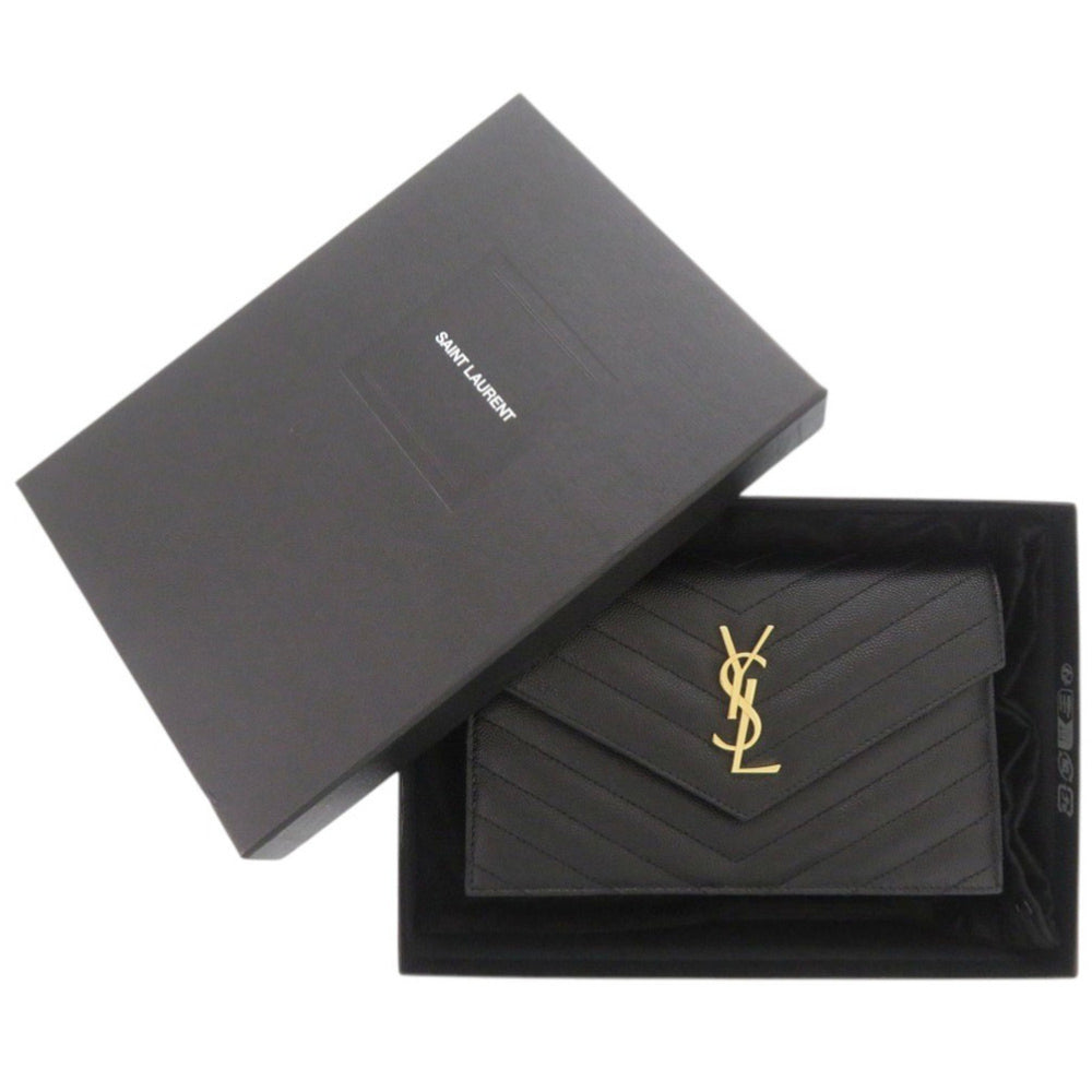 Yves Saint Laurent Like new Saint Laurent Paris Cassandra Envelope Wallet with Chain 742920, black leather chain shoulder bag, 1490 — Like New