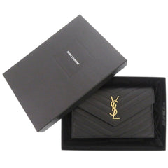 Yves Saint Laurent Like new Saint Laurent Paris Cassandra Envelope Wallet with Chain 742920, black leather chain shoulder bag, 1490 — Like New