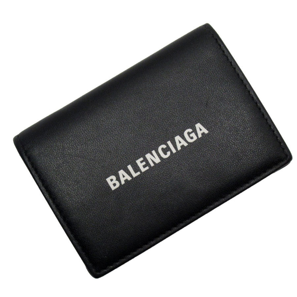 BALENCIAGA Tri-fold Wallet Leather Black Men's Women's t18811g