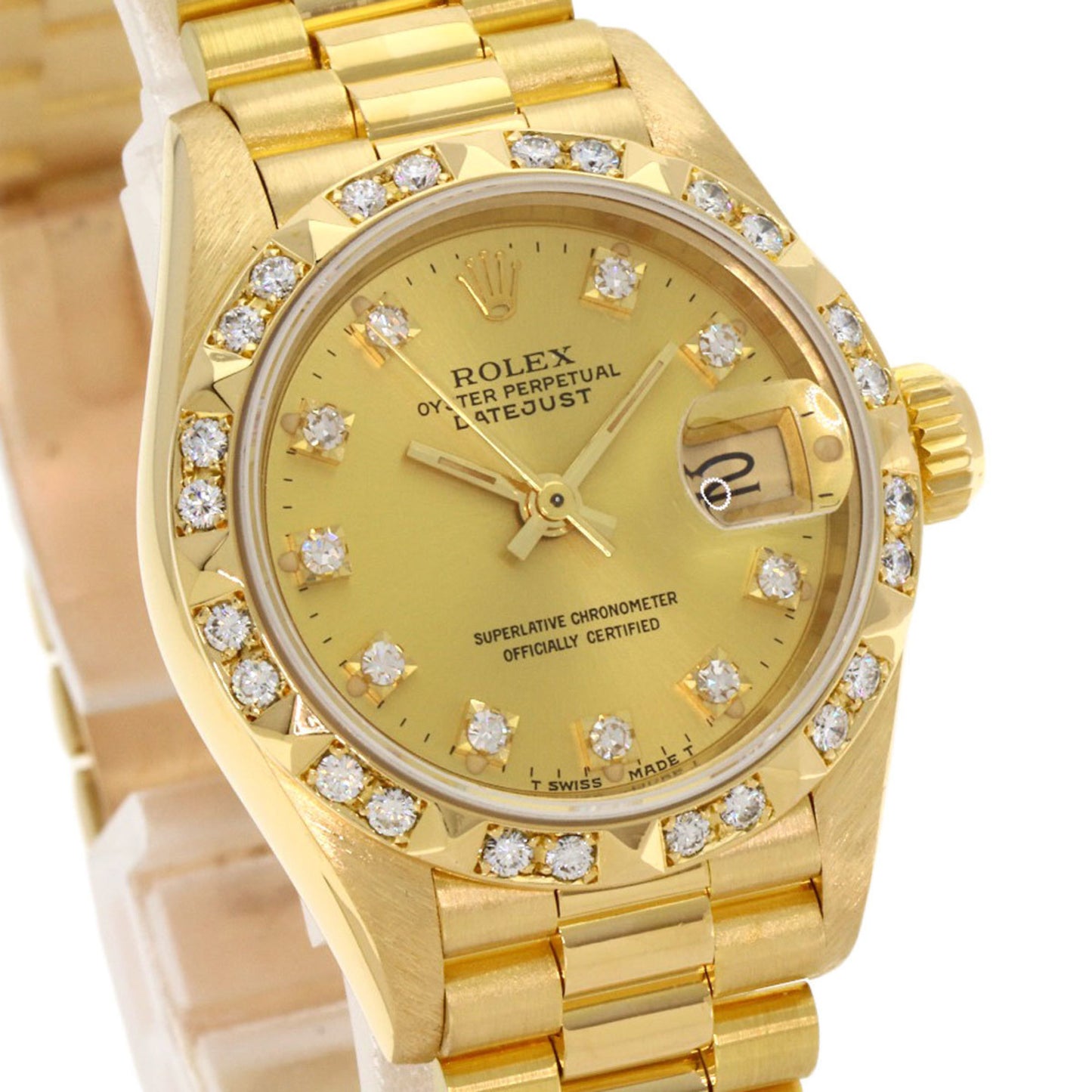 Rolex 69258G Datejust 10P Diamond Bezel Watch in 18K Yellow Gold/18KYG/Diamond Women's