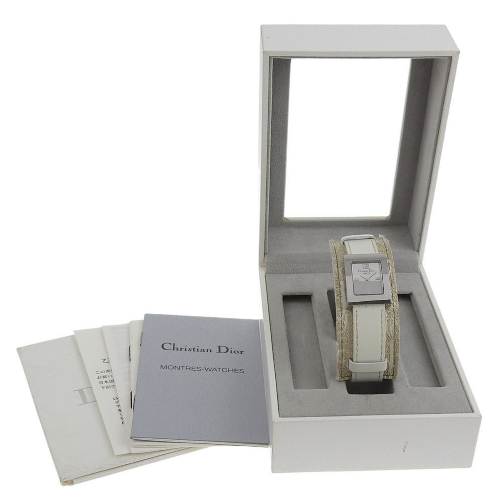 Christian Dior Maris Watch D78-109 Stainless Steel x Shimmer Leather Quartz Analog Display Silver Dial Women's — Good