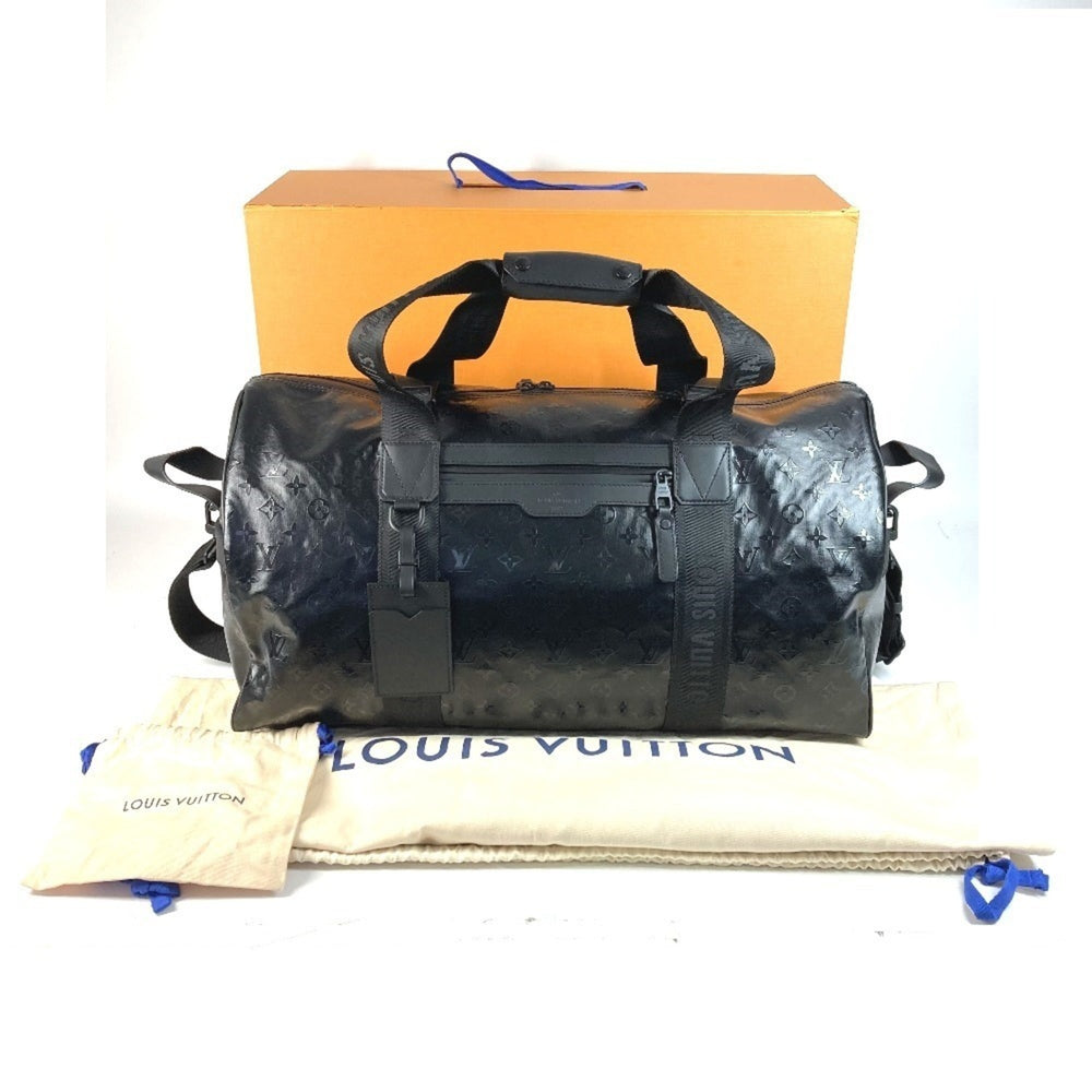 LOUIS VUITTON M23786 LV SKI Monogram Storm Keepall 55 Travel Bag, 2-Way Shoulder Bag/Boston Leather, Men's/Women's, Black, Like New — Like New