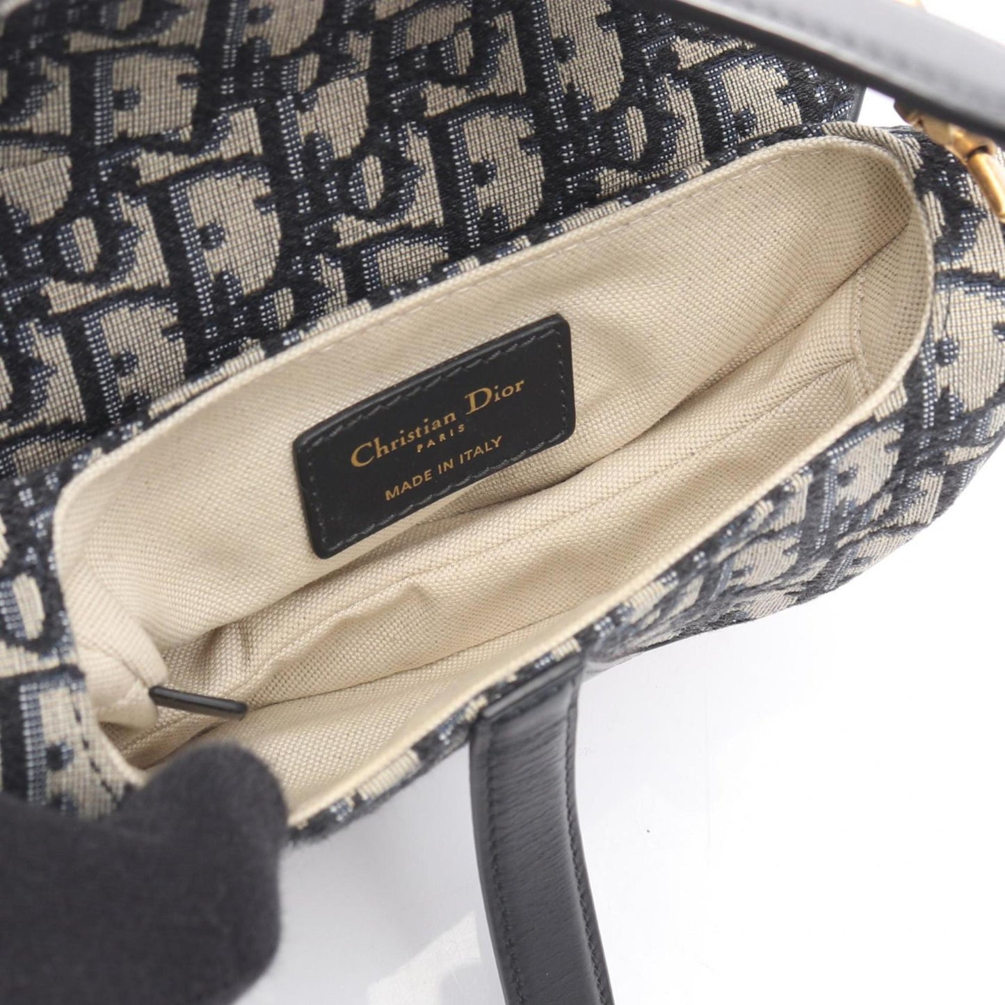 Christian Dior Dior Saddlebag Mini Oblique Jacquard Handbag Canvas Leather Women's Bag Beige Navy Black