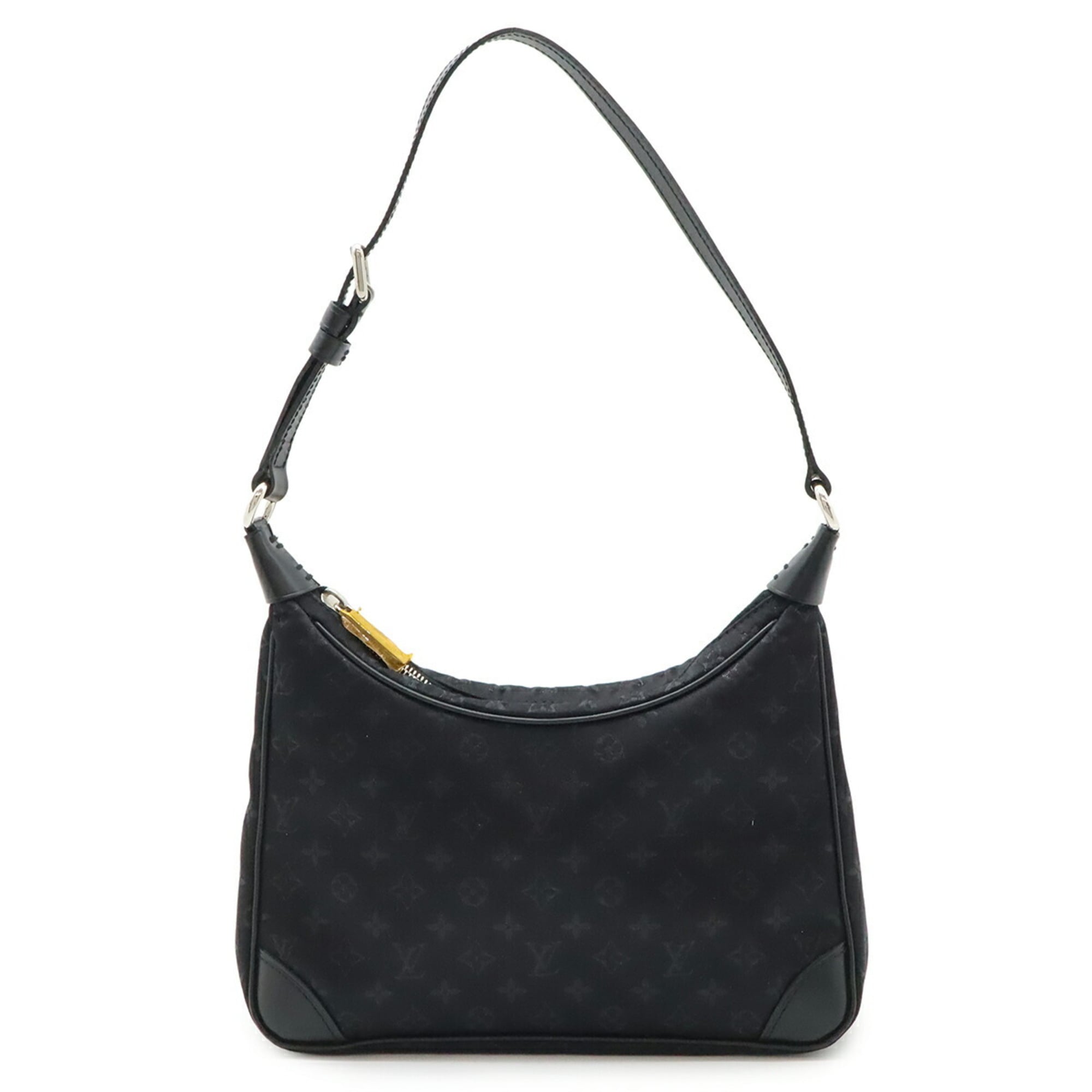 LOUIS VUITTON Monogram Satin Little Boulogne Pouch Bag in Leather, Noir and Black, M92142 — Like New