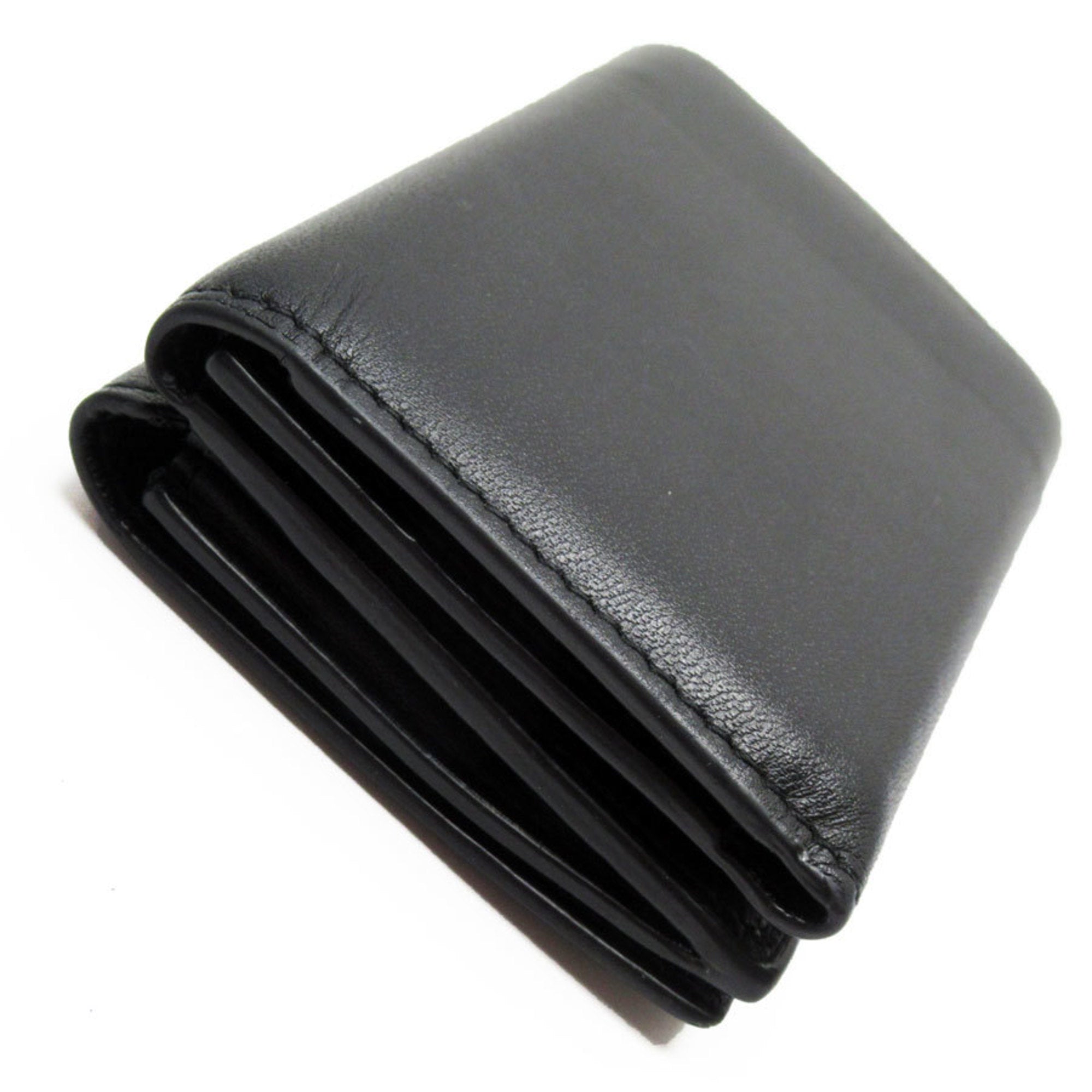 BALENCIAGA Tri-fold Wallet Leather Black Men's Women's t18811g