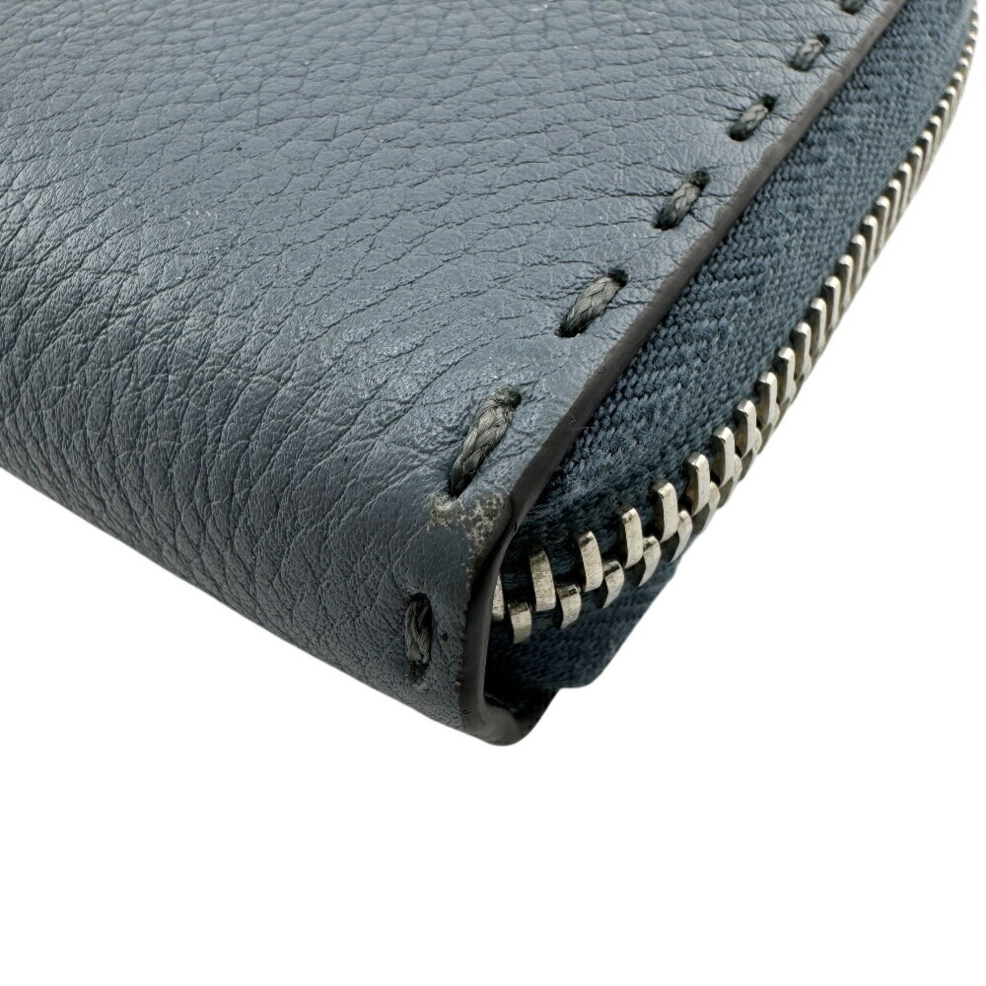FENDI 8M0374 Round Zip Selleria Long Wallet Blue Women's