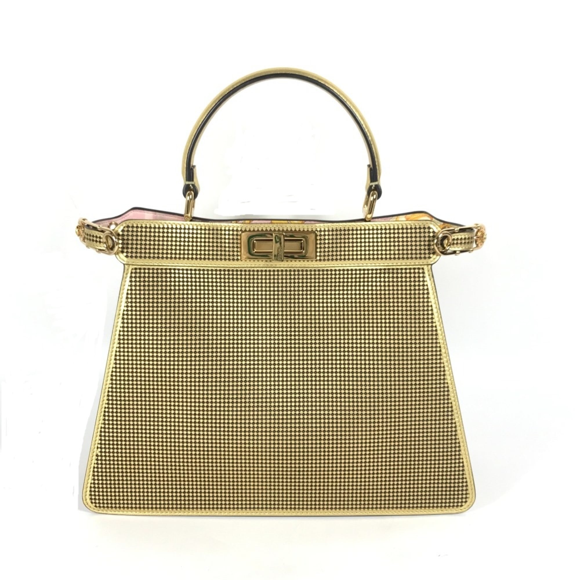 Fendi 8BN321 Versace VERSACE collaboration 2WAY Shoulder Bag Hand Bag Gold pink — Like New
