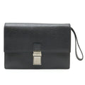 GUCCI Gucci Second Bag Clutch Embossed Leather Black 114686