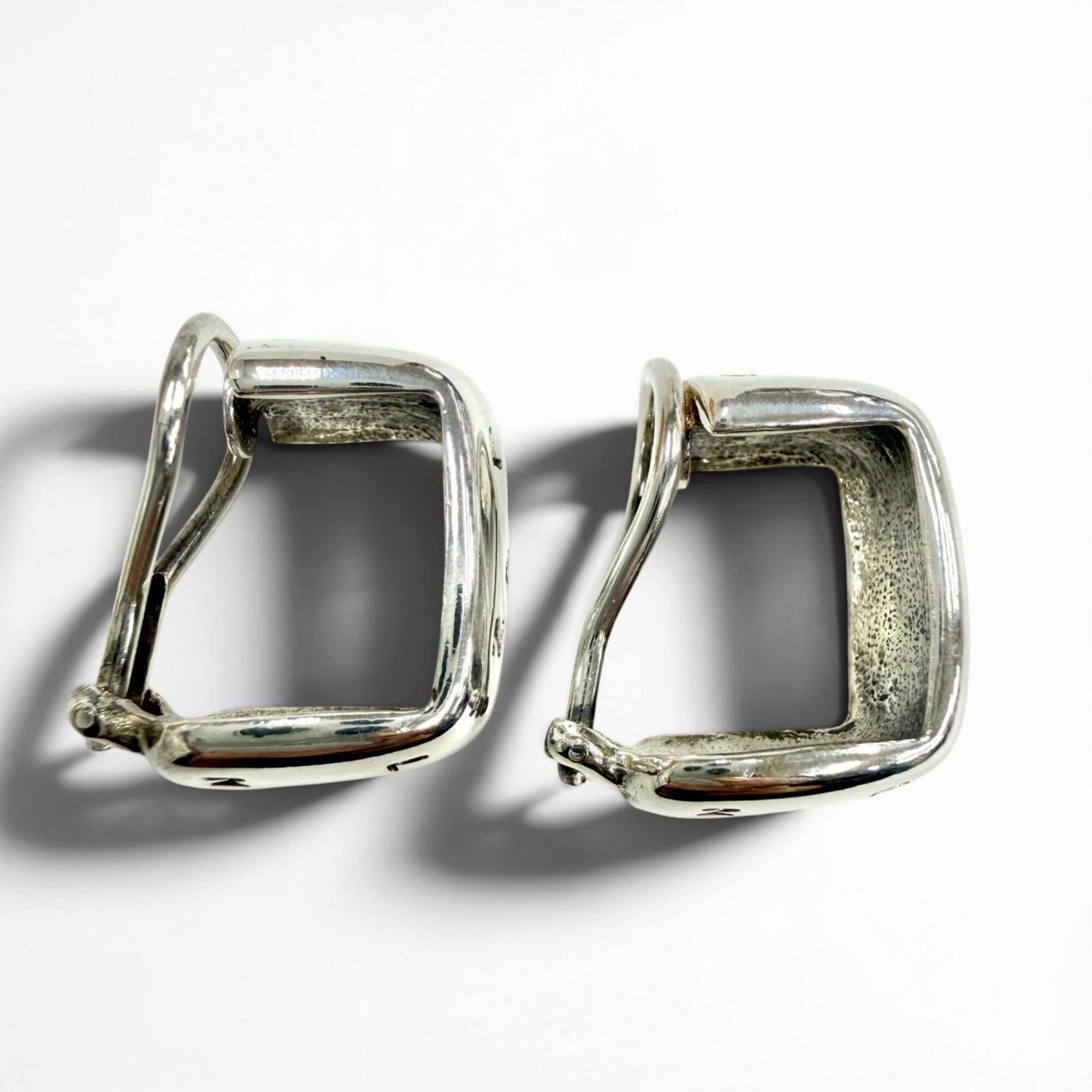 CHANEL Vintage 925 Sterling Silver Clip-On Earrings (for both ears), Logo Engraved, Weight 12.7g, Women's — Like New