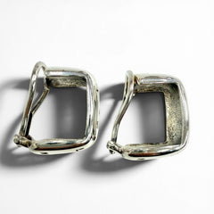 CHANEL Vintage 925 Sterling Silver Clip-On Earrings (for both ears), Logo Engraved, Weight 12.7g, Women's — Like New