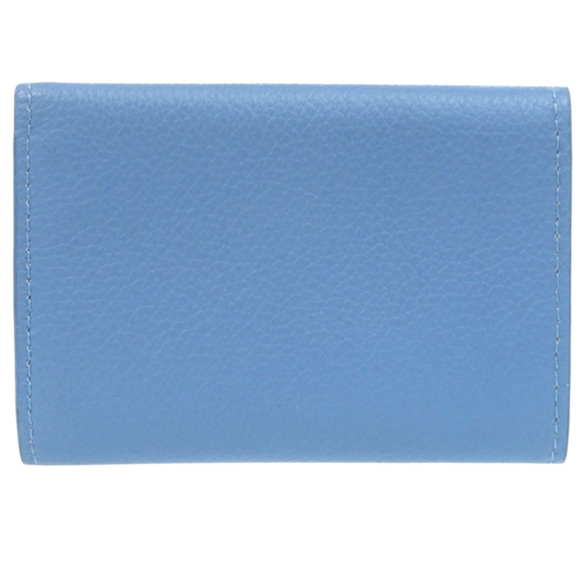 Excellent condition Louis Vuitton Portefeuille Rock Mini M67861, blue leather with silver hardware, LV tri-fold wallet 1036