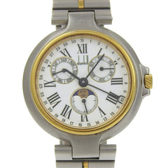 Dunhill Millennium Watch, Moon Phase, Stainless Steel x Gold Plated, Quartz, Multi-Hand Analog, White Dial, Boys' Size — Good