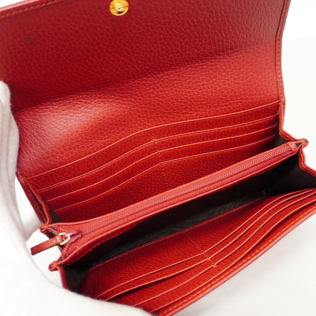 Gucci GG Marmont Long Wallet 456116 Leather Red Women's