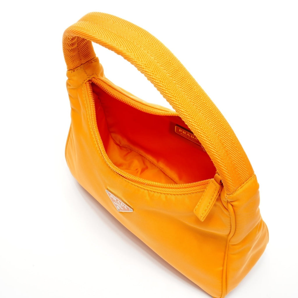Prada nylon hobo mini handbag in orange