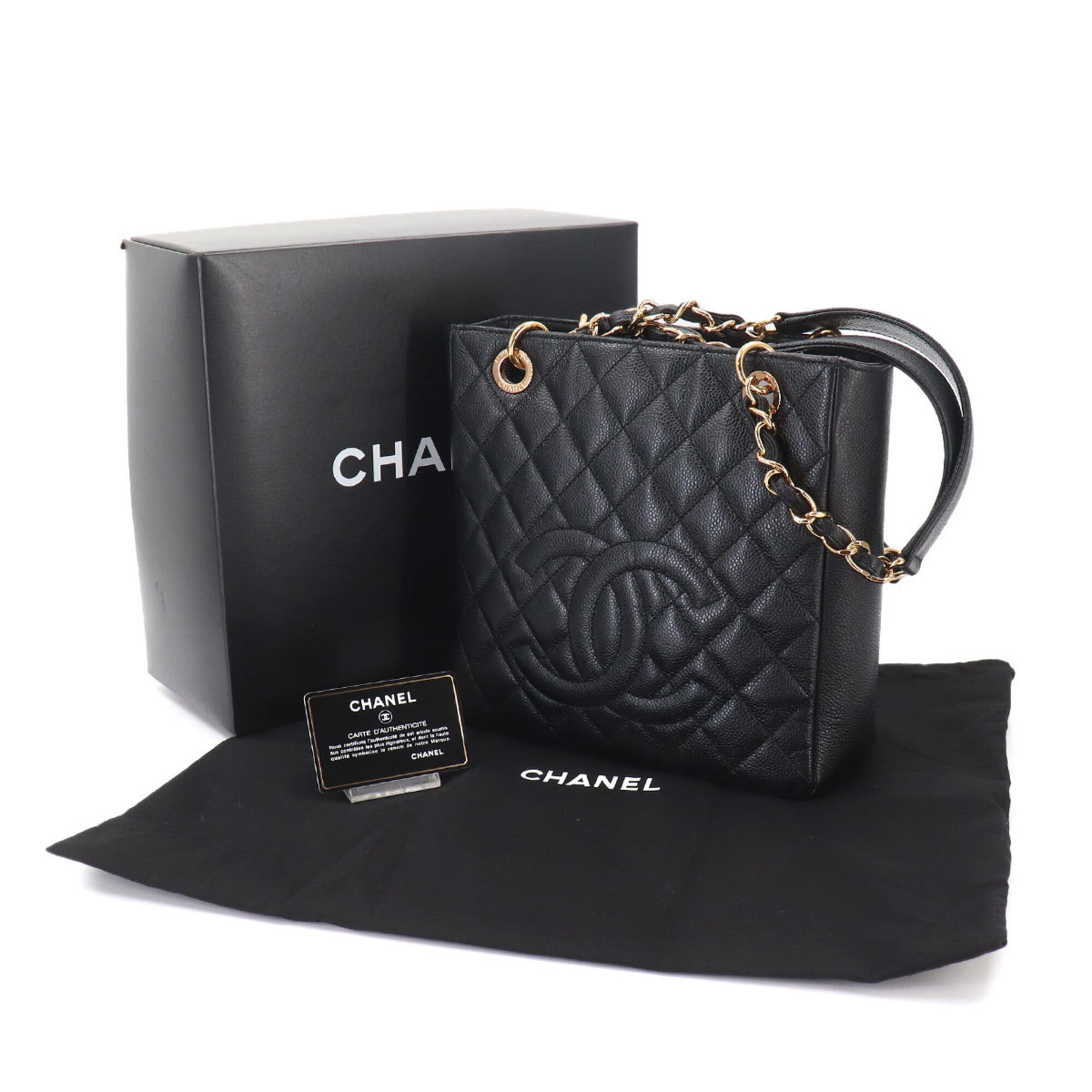 Chanel Matelasse PST Chain Tote Handbag, Caviar Leather, Black, A50994, Gold Hardware — New - Store Return