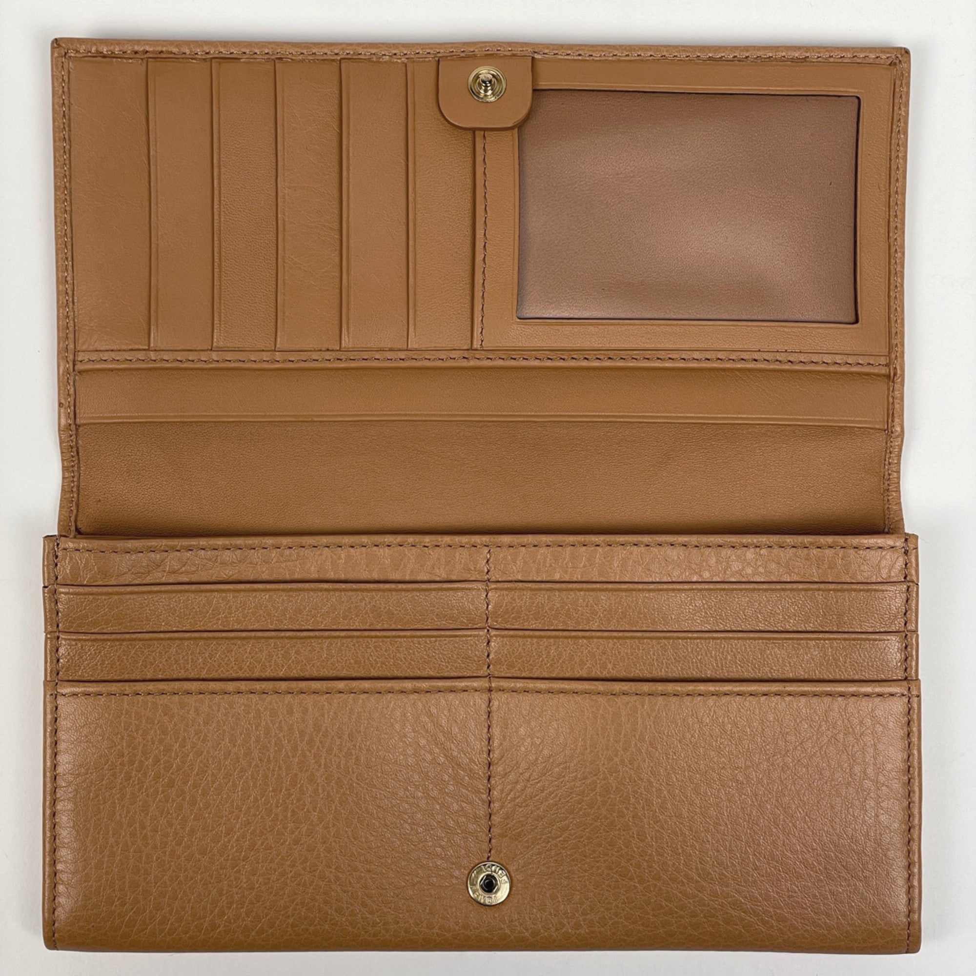 Fendi logo long wallet, bifold, leather, brown, women's