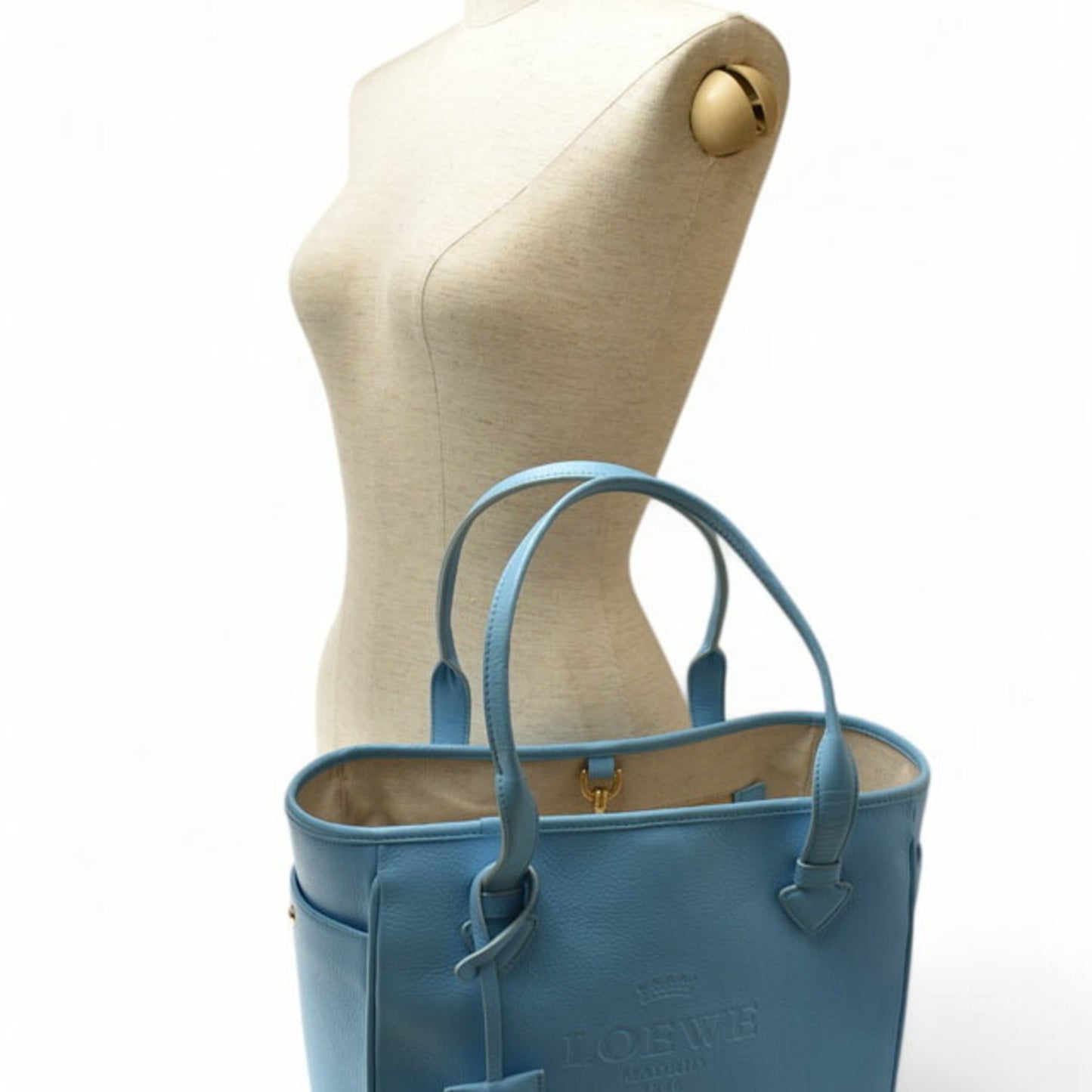 LOEWE Tote Bag, Storage Bag HERITAGE Heritage Calfskin Light Blue