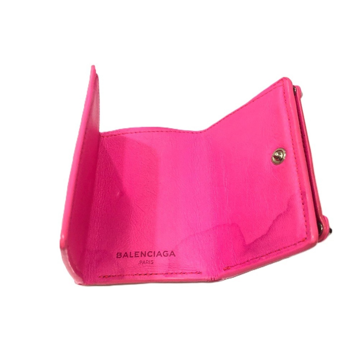 BALENCIAGA 203437 Classic Compact Wallet Tri-fold Leather Women's Pink
