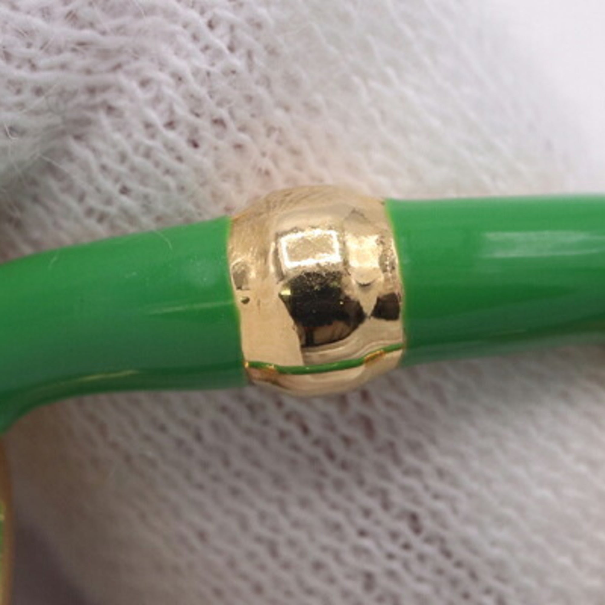 Bottega Veneta Paraquito Ring 666044, Gold, SV, Sterling Silver 925, Enamel, Green, Women's — Like New
