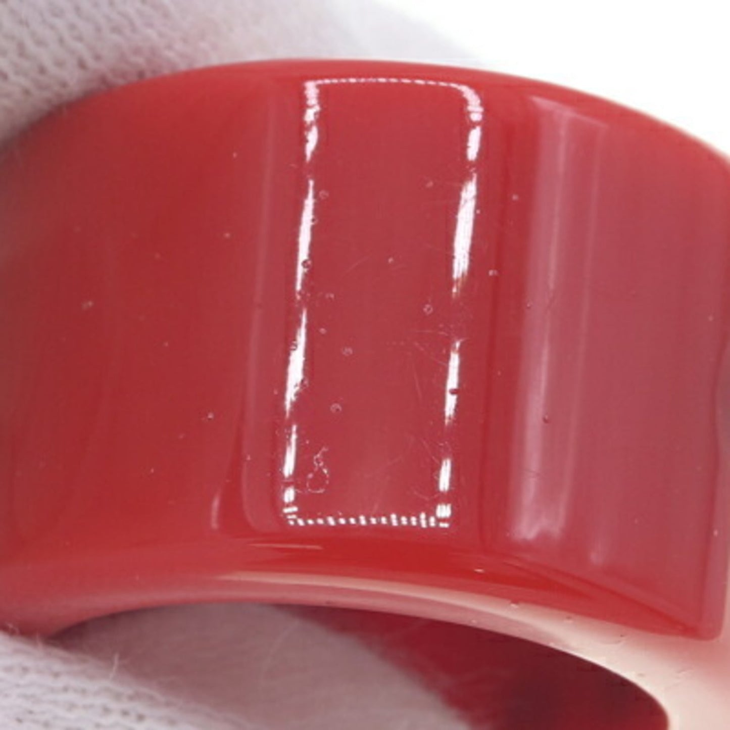 Chanel Ring, Red Plastic, 01A, 2001 Model, US Size 6.5/12, Coco Mark, Women's, CHANEL