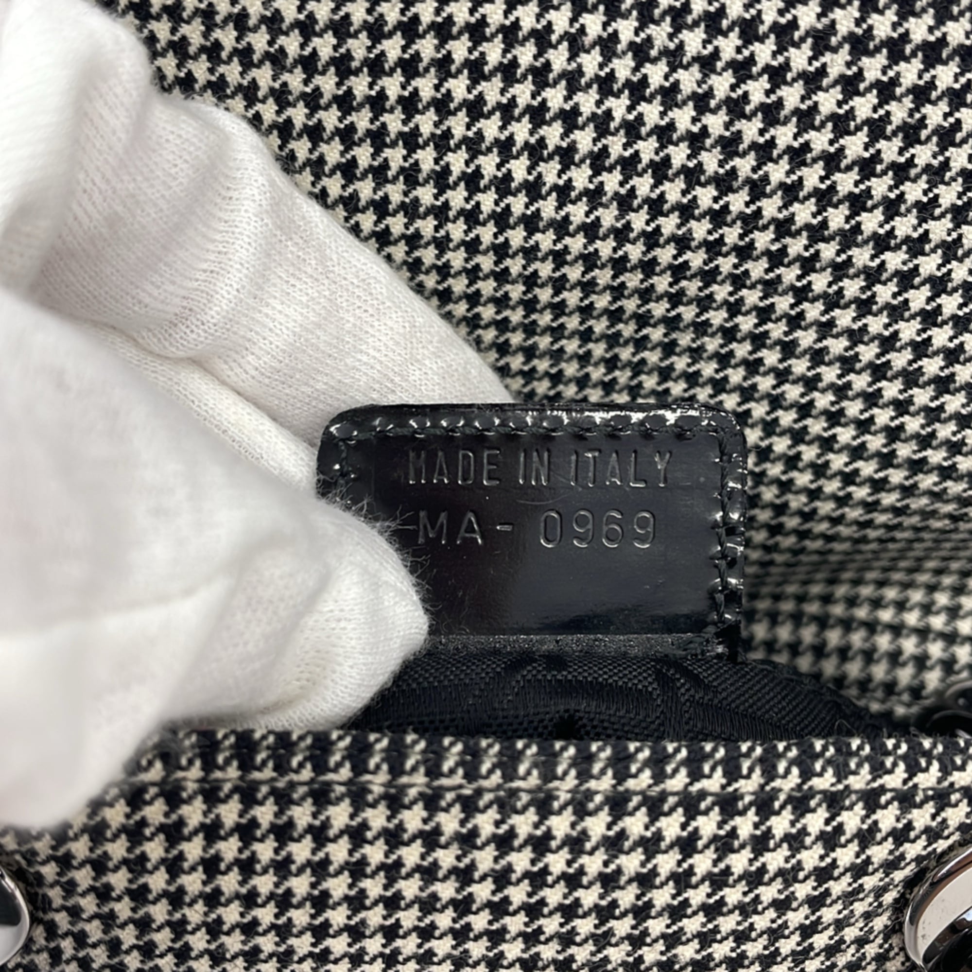 Christian Dior Lady Mini Houndstooth Shoulder Bag MA-0969 Gray Women's — Like New