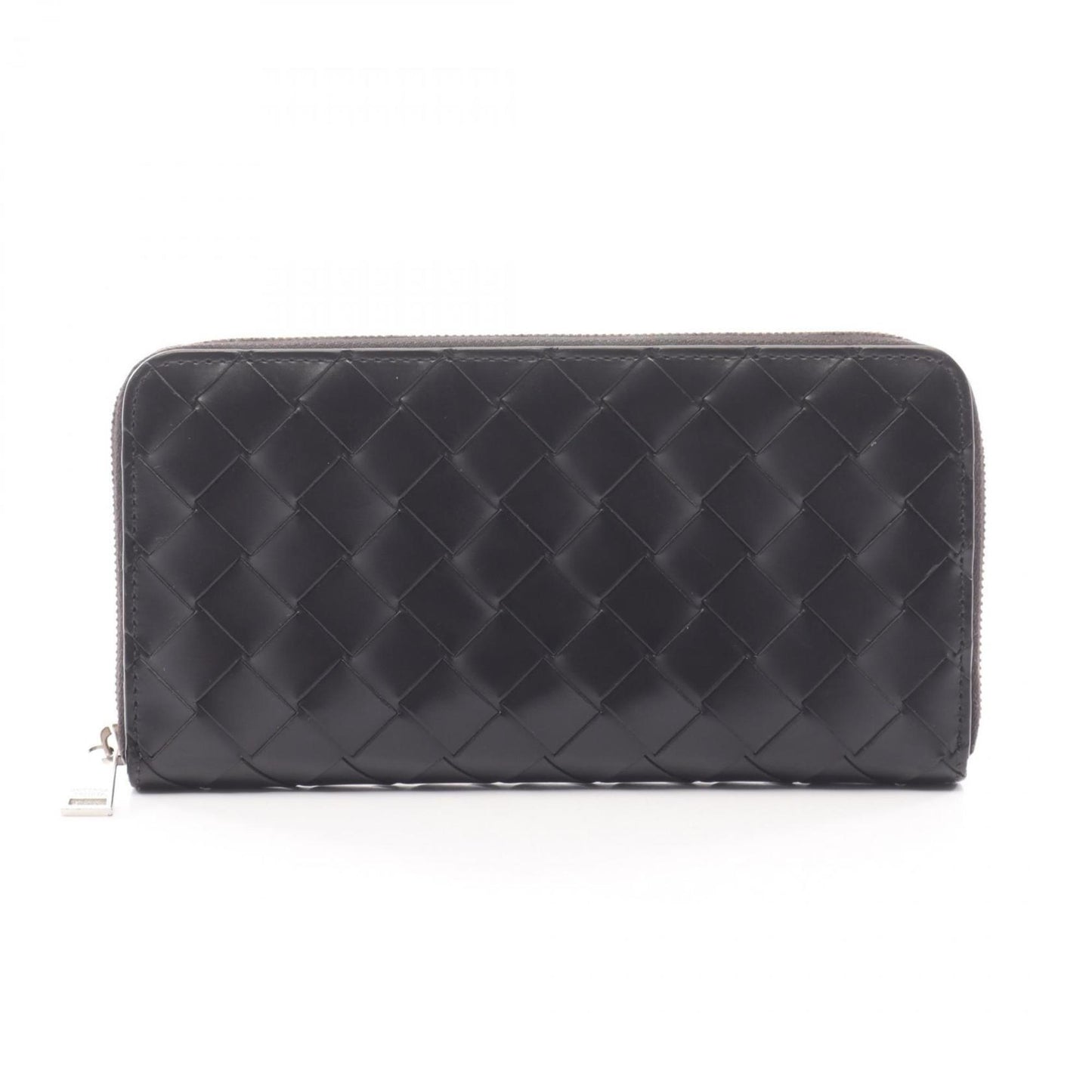 Bottega Veneta Intrecciato round long wallet, leather, men's and women's, black