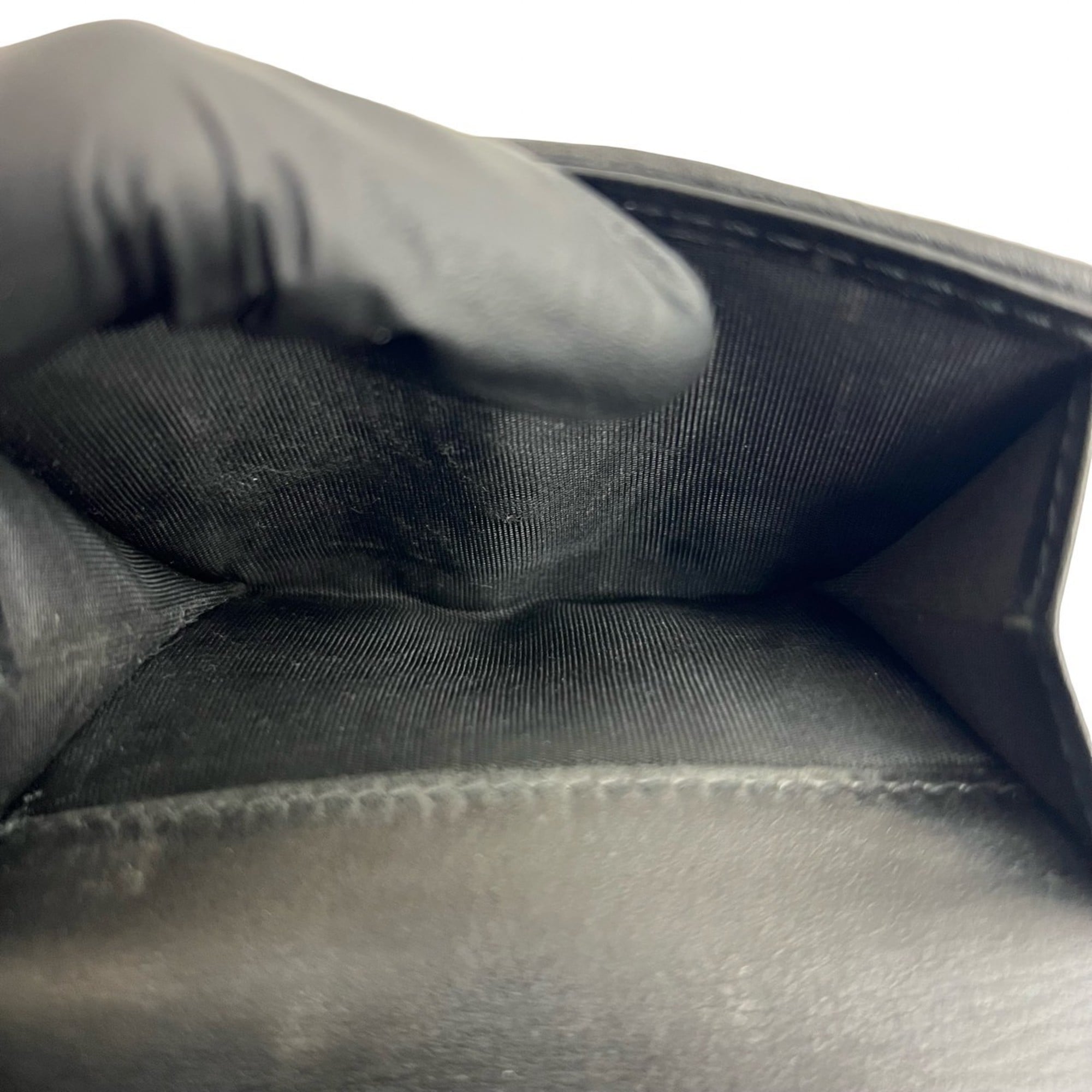 Christian Dior Cannage Stitch Logo Leather Tri-fold Wallet, Mini, Black, 13140