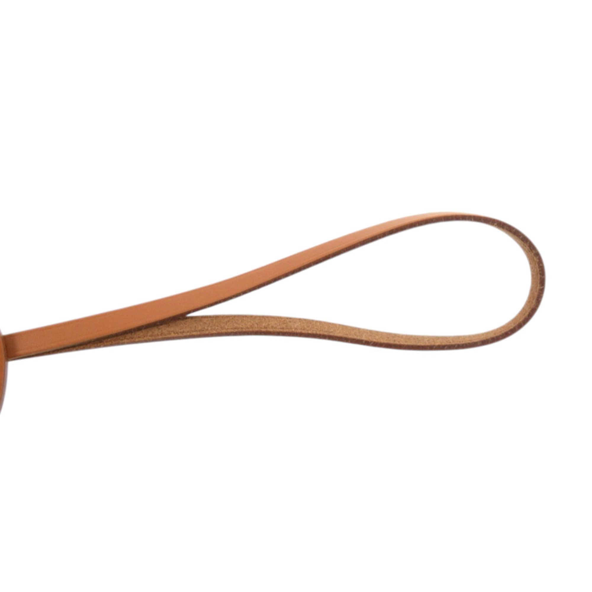 Unused Hermes Paddock Flott Accessory Bag Charm 064271CABE Strap Leather Blue Atoll Brown Orange 0258HERMES — New - Store Return