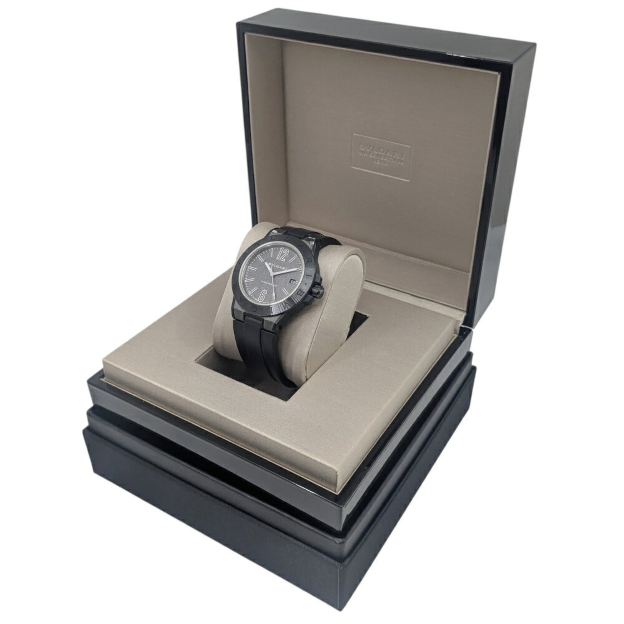 BVLGARI Diagono Magnesium Date Ceramic Gray Dial Rubber Black Automatic Men's Watch DG41SMC — Good