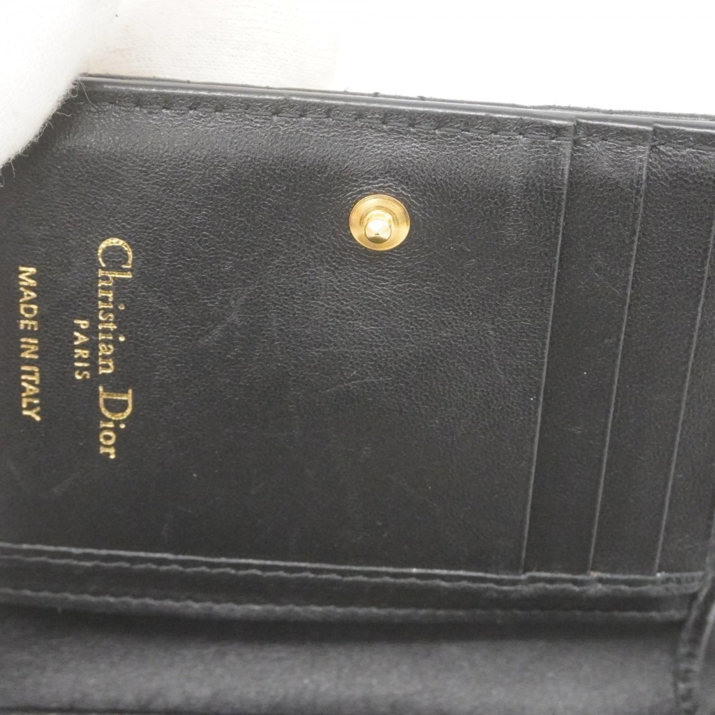 Christian Dior Cannage Leather Wallet, Black, Women's