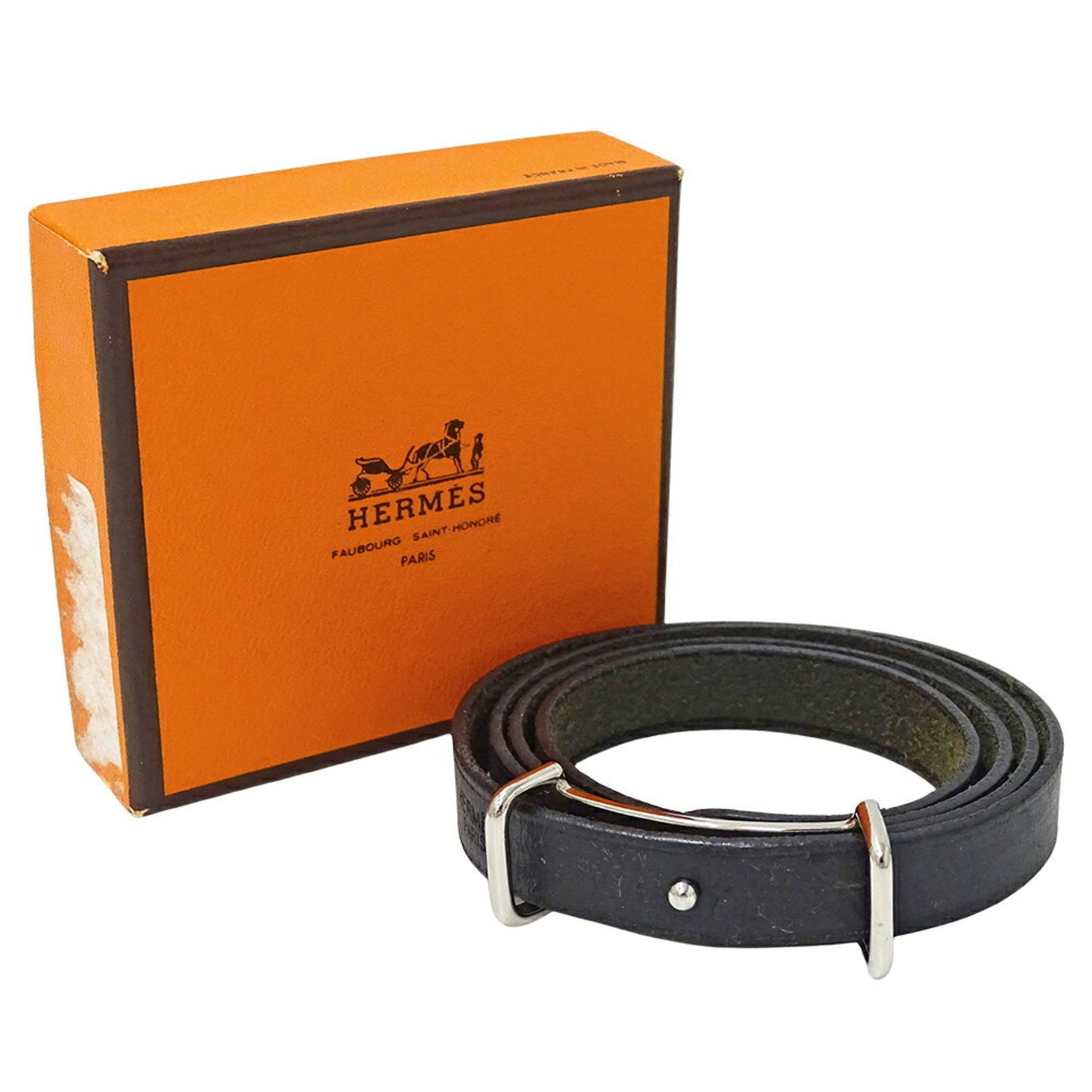 Hermes Hermès Api 2 Long Bracelet/Choker, Black Leather, E Stamp, for Men and Women