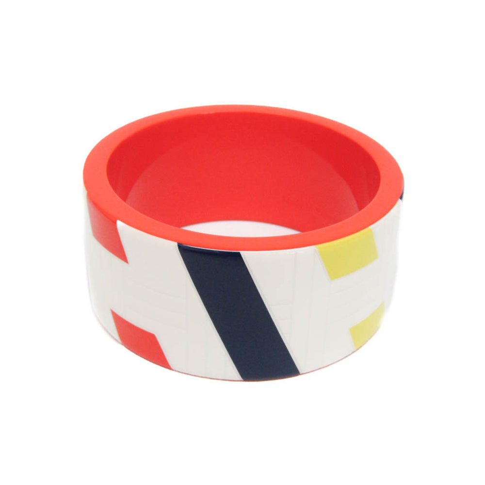 Hermes Bias H GM Lacquer,Wood Bangle Multi-color — Like New