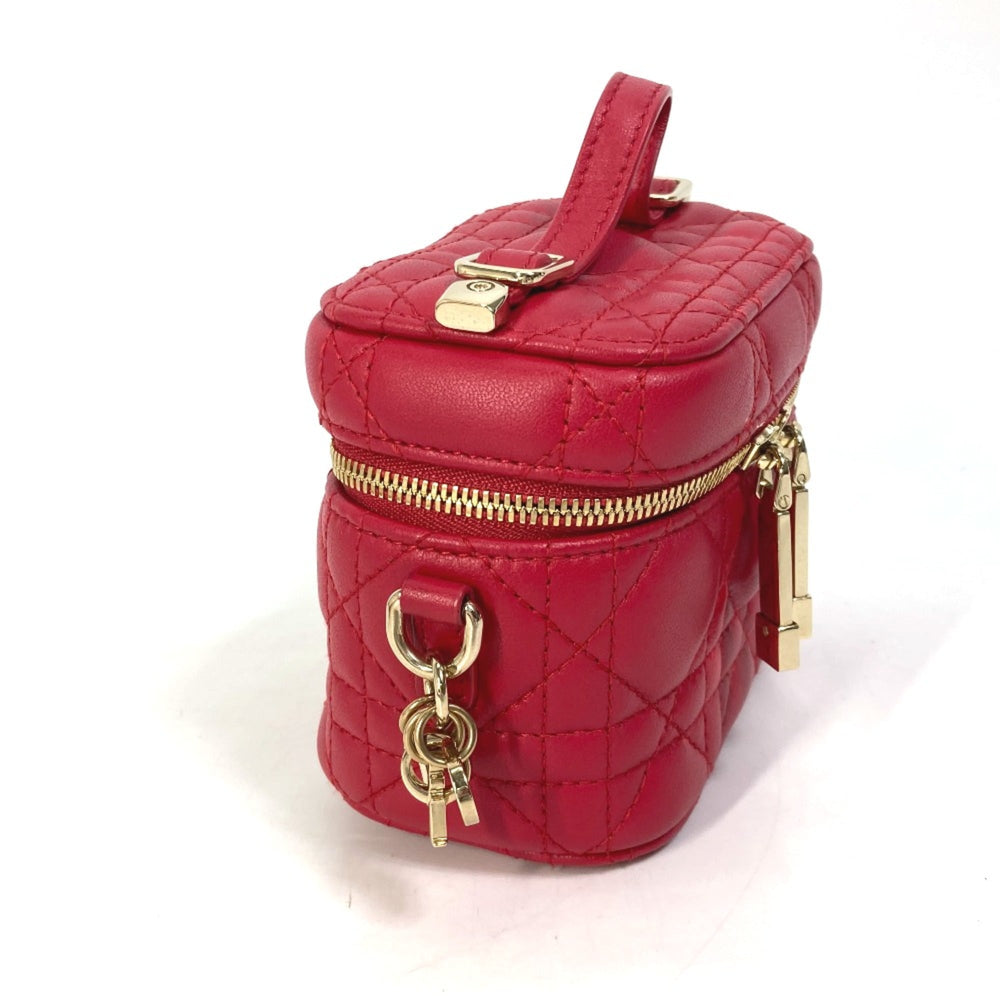 CHRISTIAN DIOR S0918ONMJ LADY CHRISTIAN DIOR LADY DIOR 2WAY Shoulder Bag Hand Bag Vanity bag RedBased — Like New